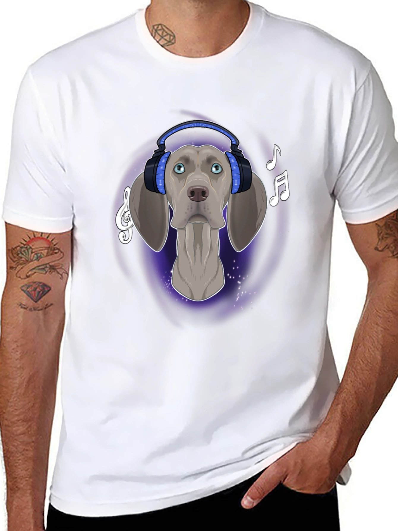 Dog with Headphones Graphic T-Shirt