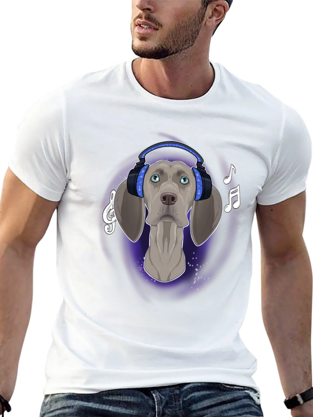 Dog with Headphones Graphic T-Shirt