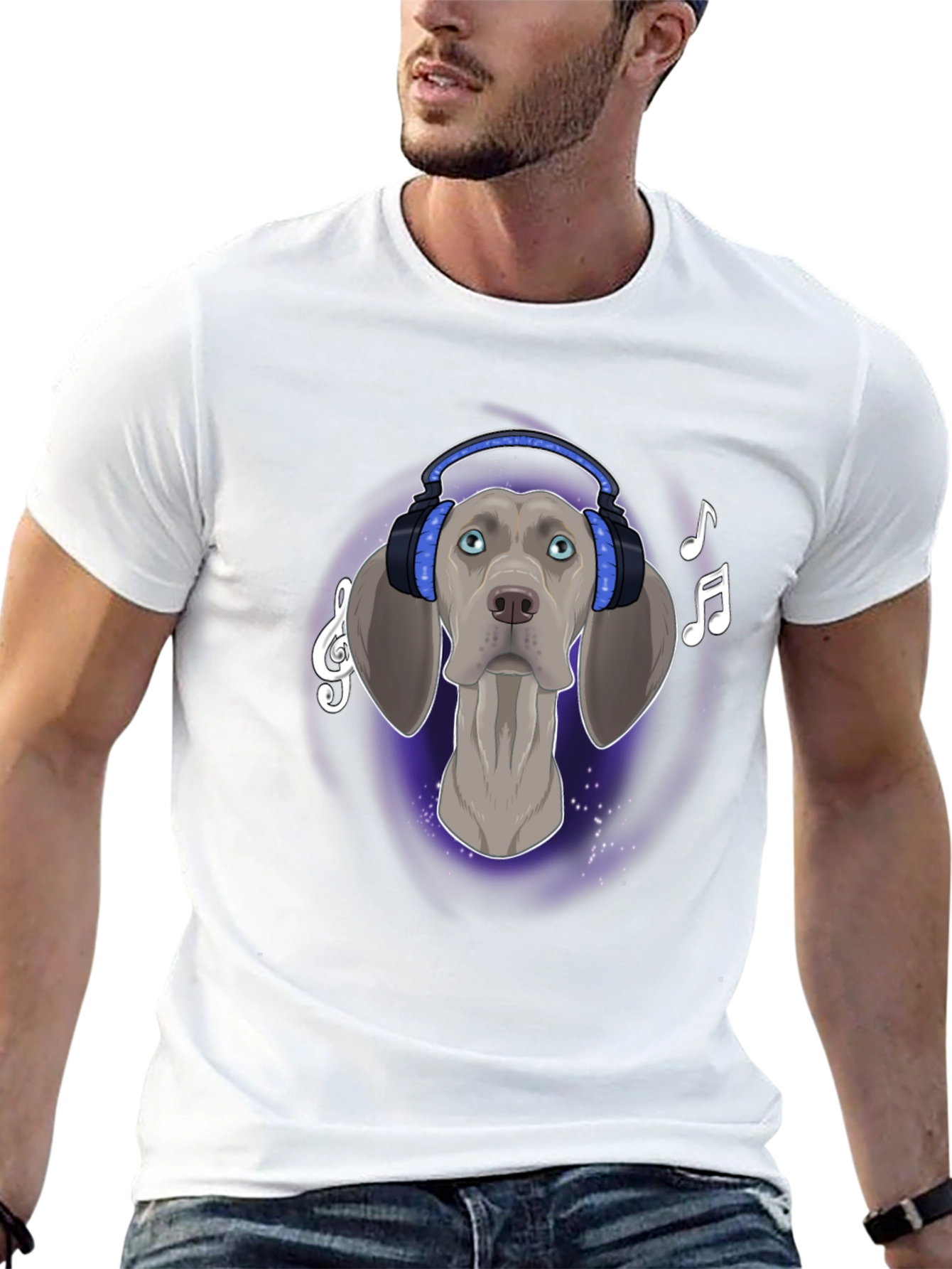 Dog with Headphones Graphic T-Shirt