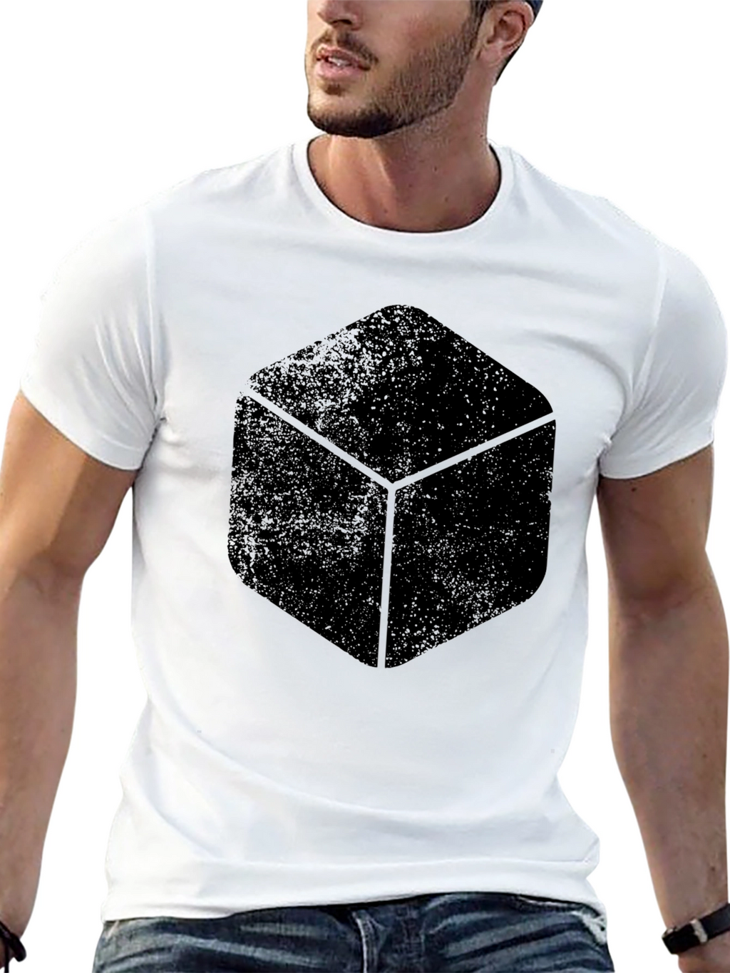 Mens Black Cube Graphic T-Shirt - Stylish Casual Wear