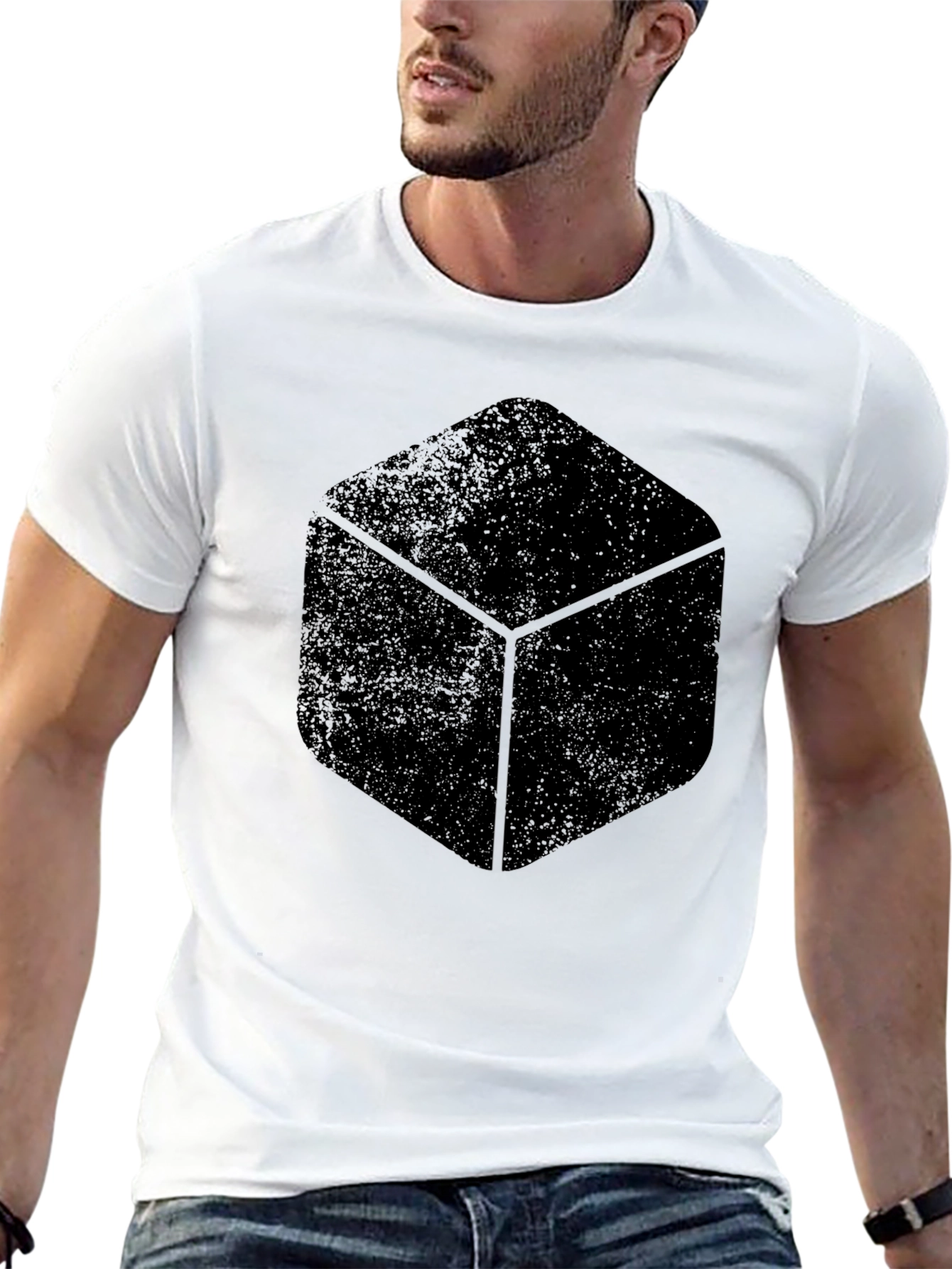 Mens Black Cube Graphic T-Shirt - Stylish Casual Wear