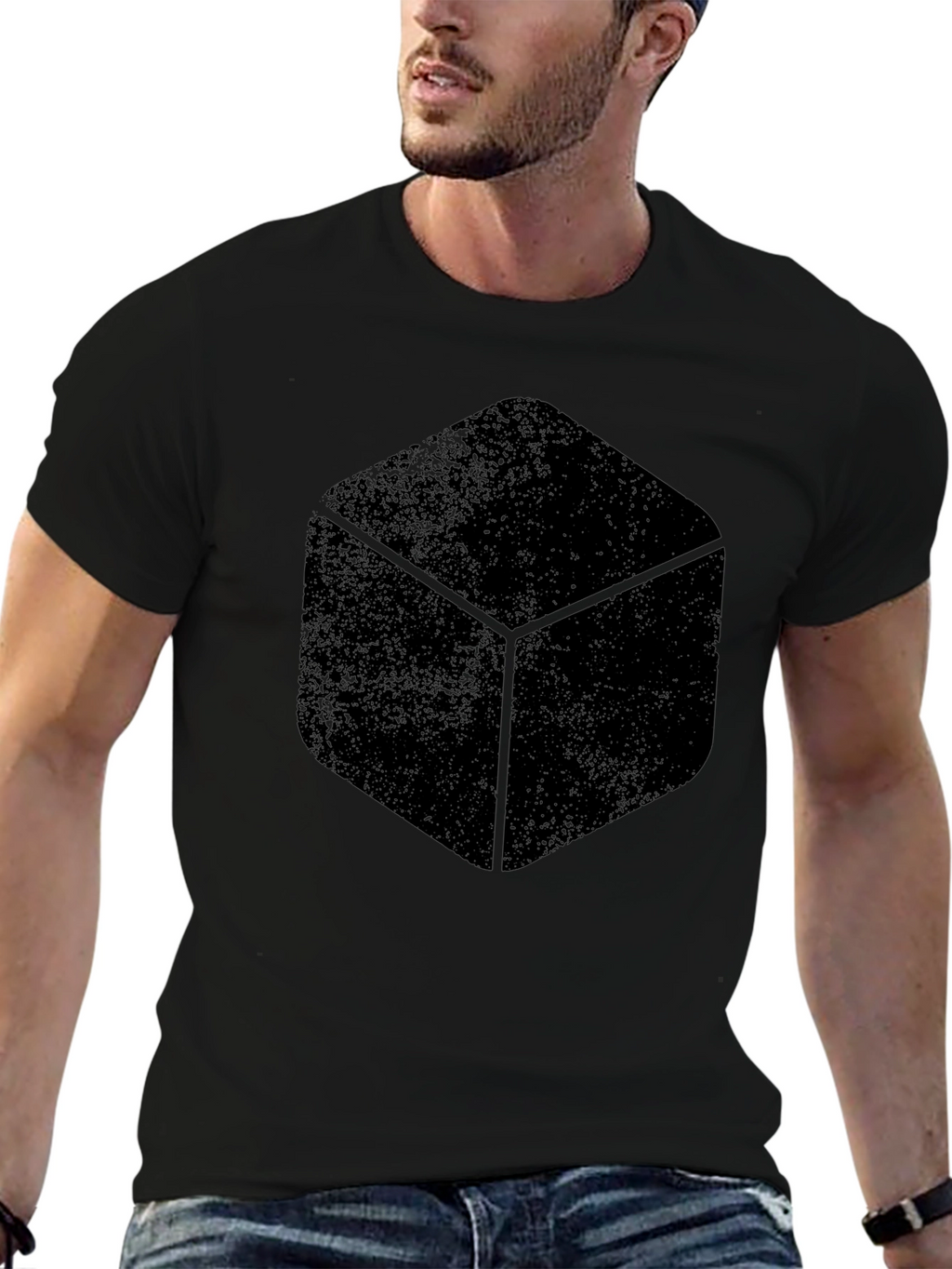 Mens Black Cube Graphic T-Shirt - Stylish Casual Wear