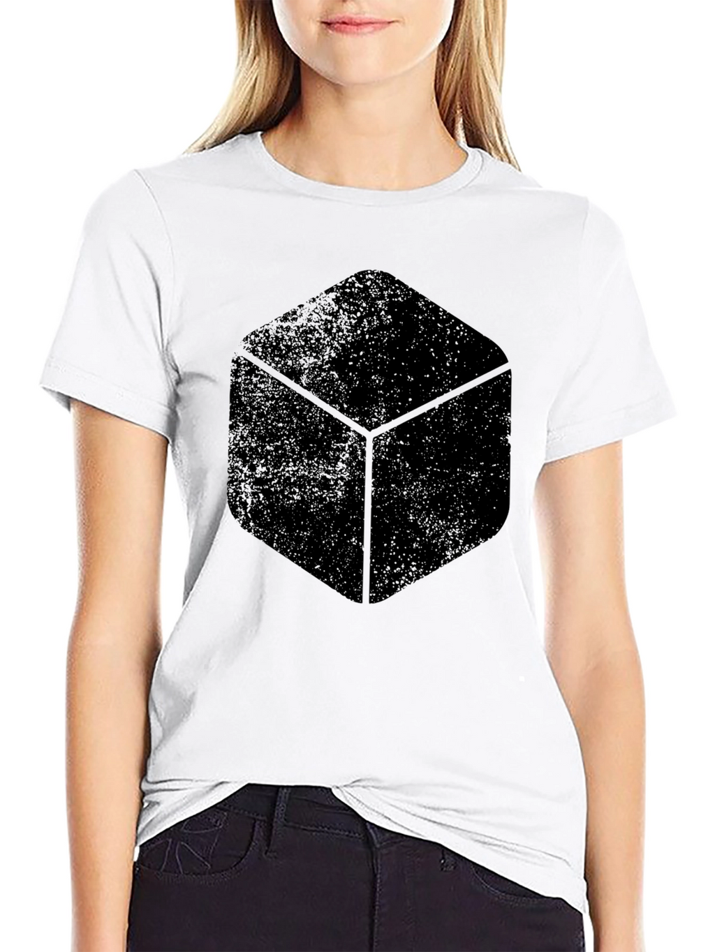 Mens Black Cube Graphic T-Shirt - Stylish Casual Wear