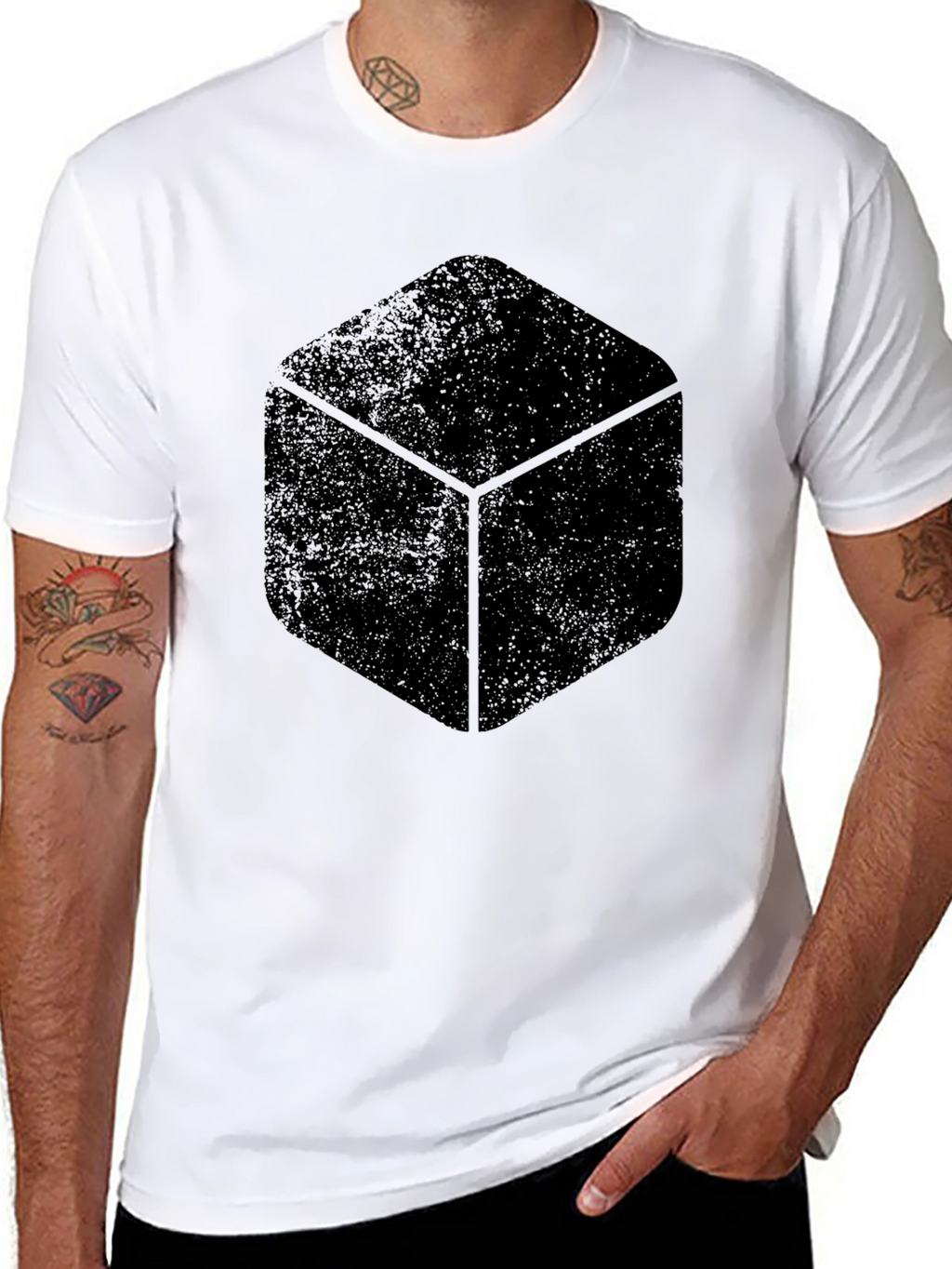 Mens Black Cube Graphic T-Shirt - Stylish Casual Wear