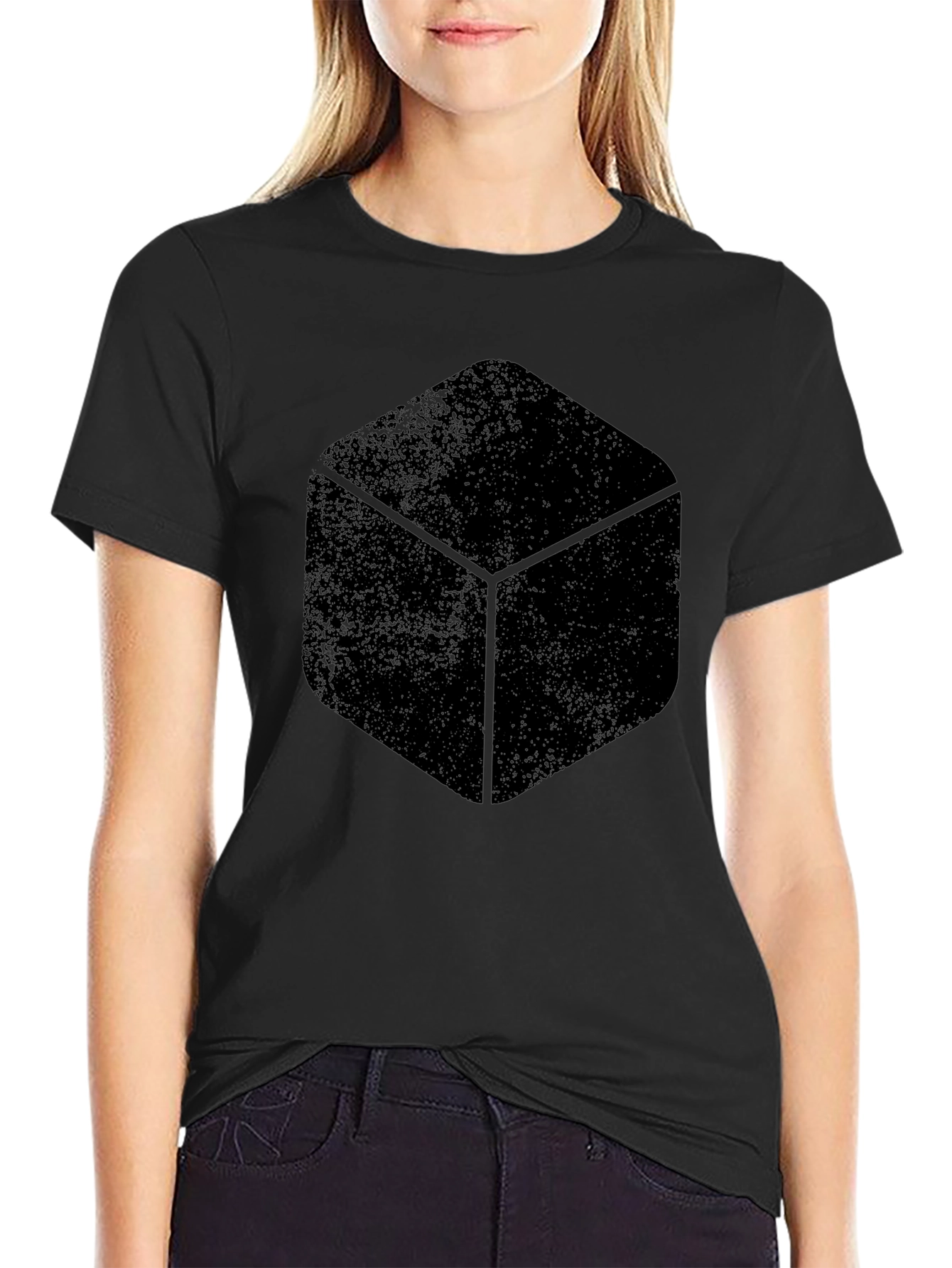 Mens Black Cube Graphic T-Shirt - Stylish Casual Wear