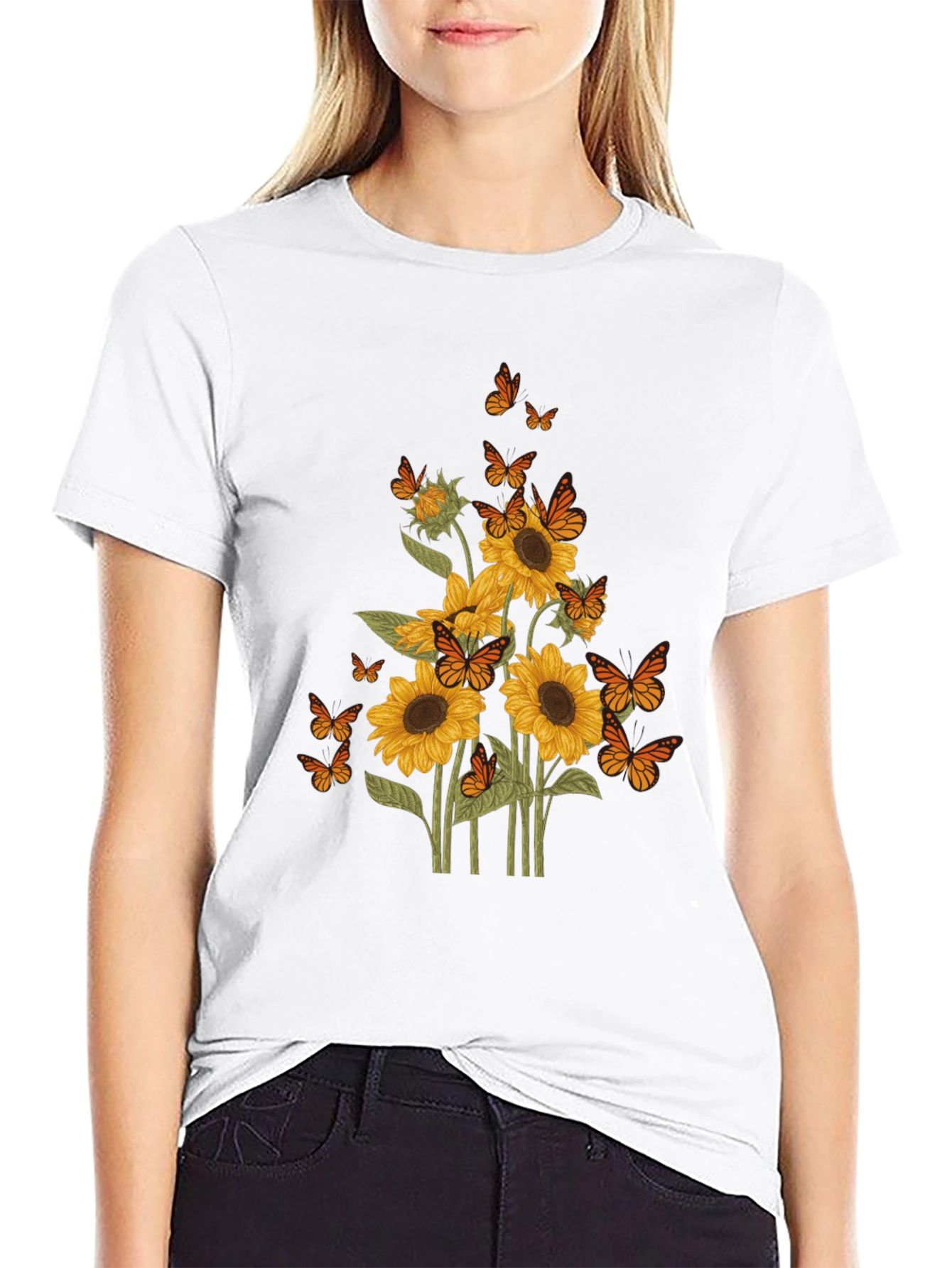 Sunflower & Butterfly Graphic Tee