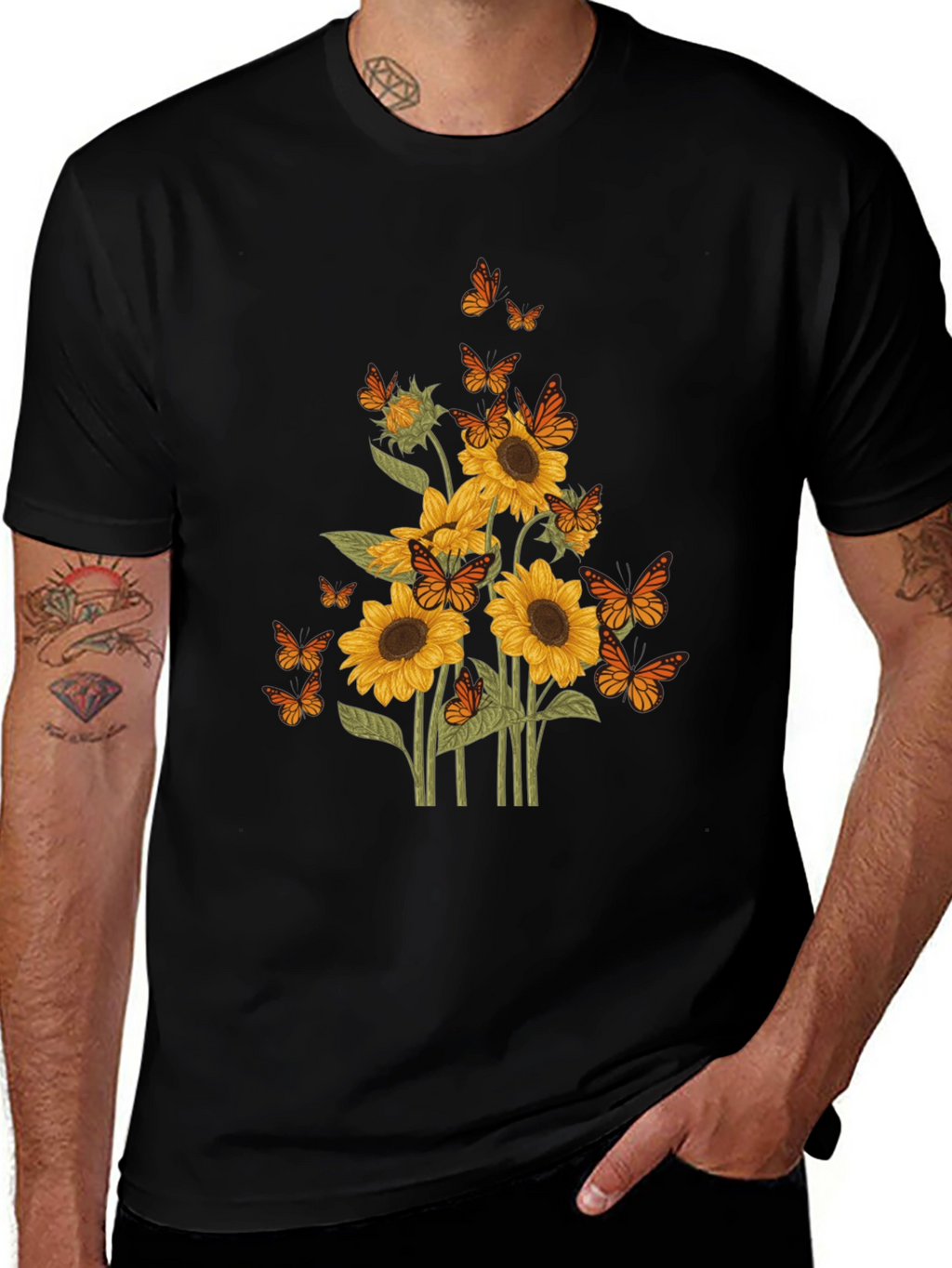 Sunflower & Butterfly Graphic Tee