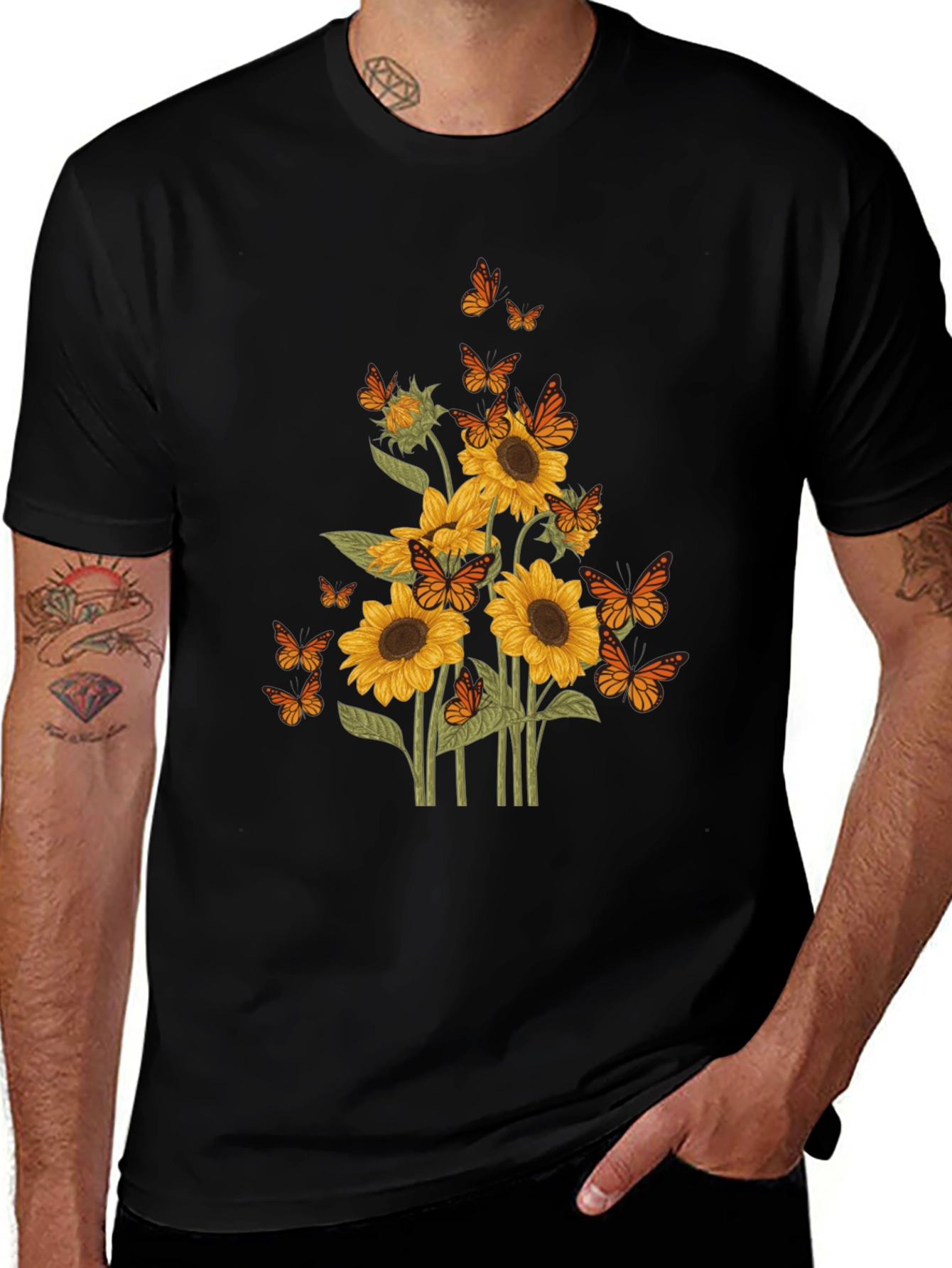 Sunflower & Butterfly Graphic Tee