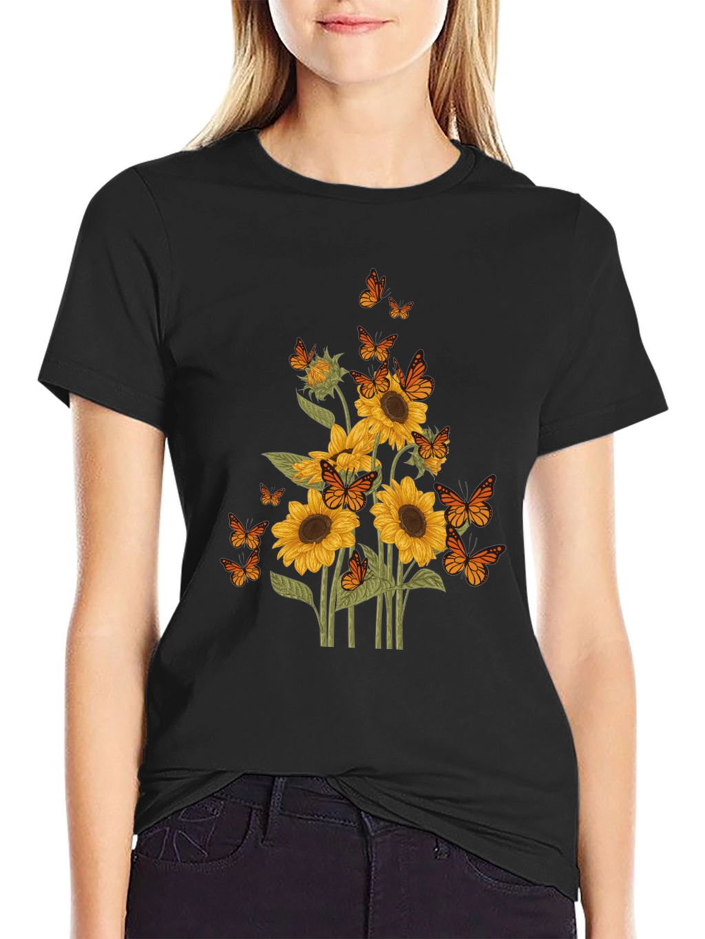 Sunflower & Butterfly Graphic Tee