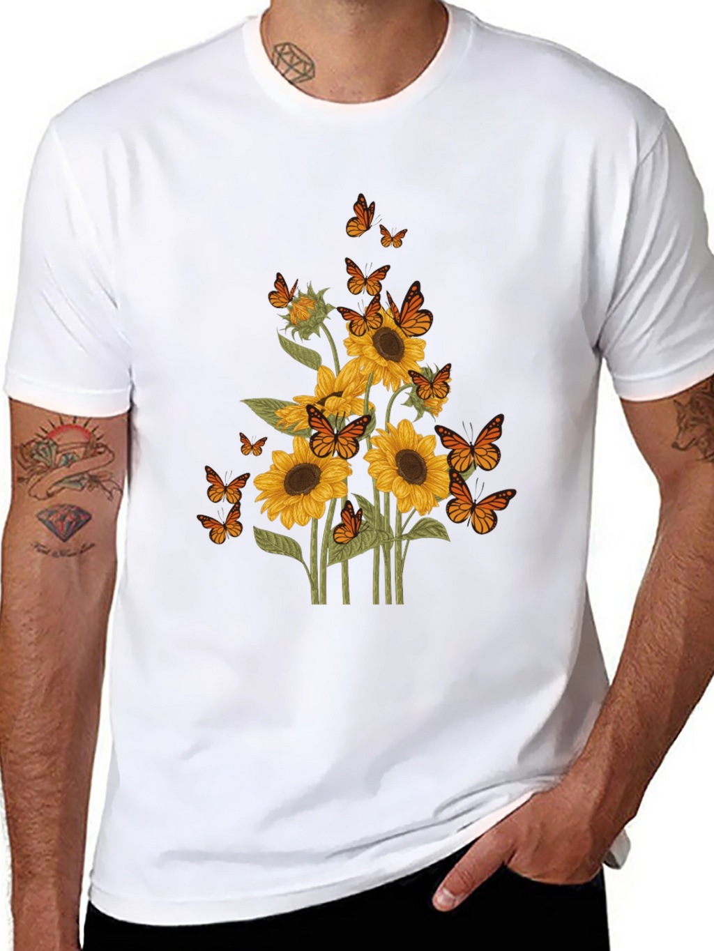 Sunflower & Butterfly Graphic Tee