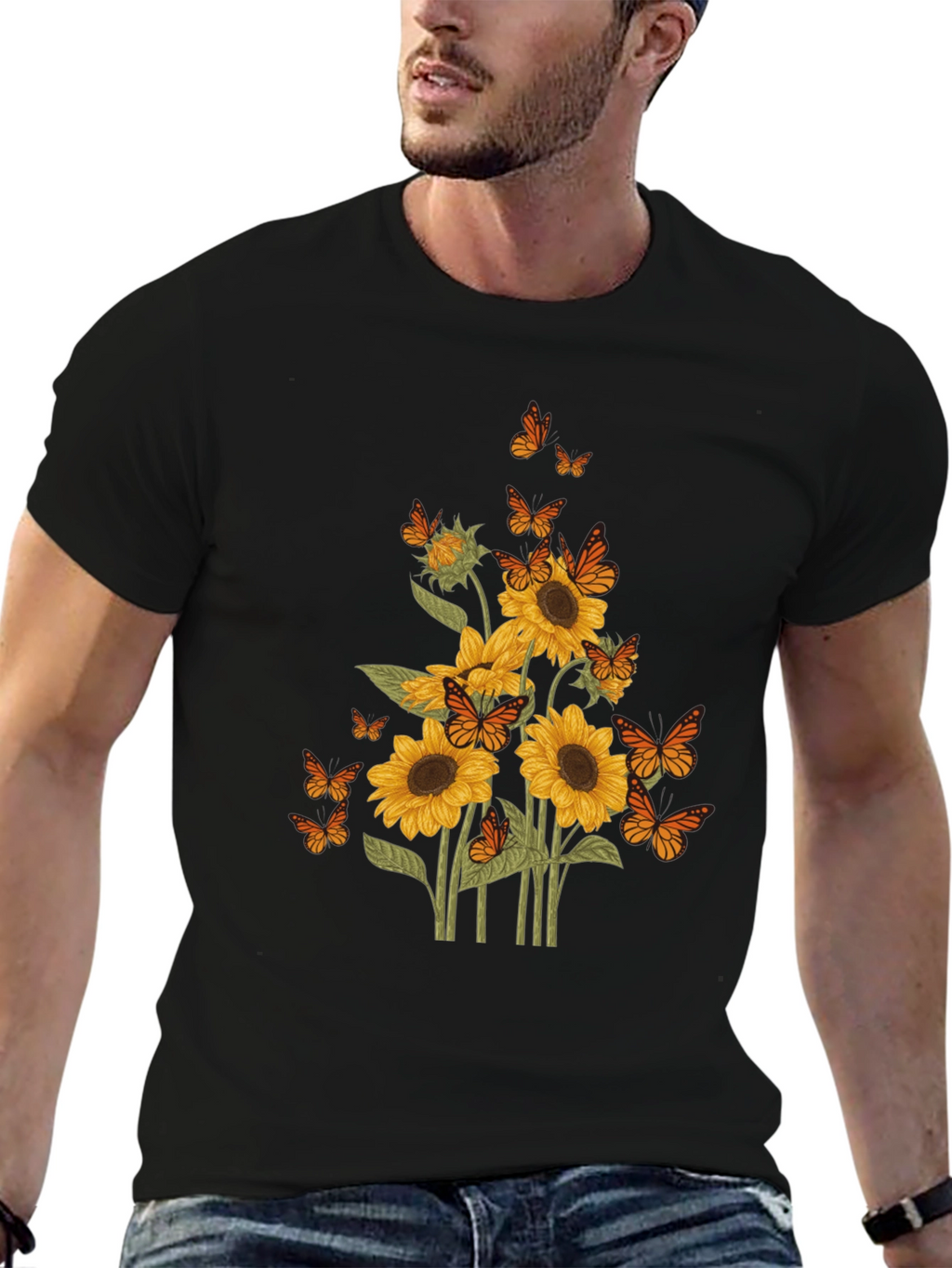 Sunflower & Butterfly Graphic Tee