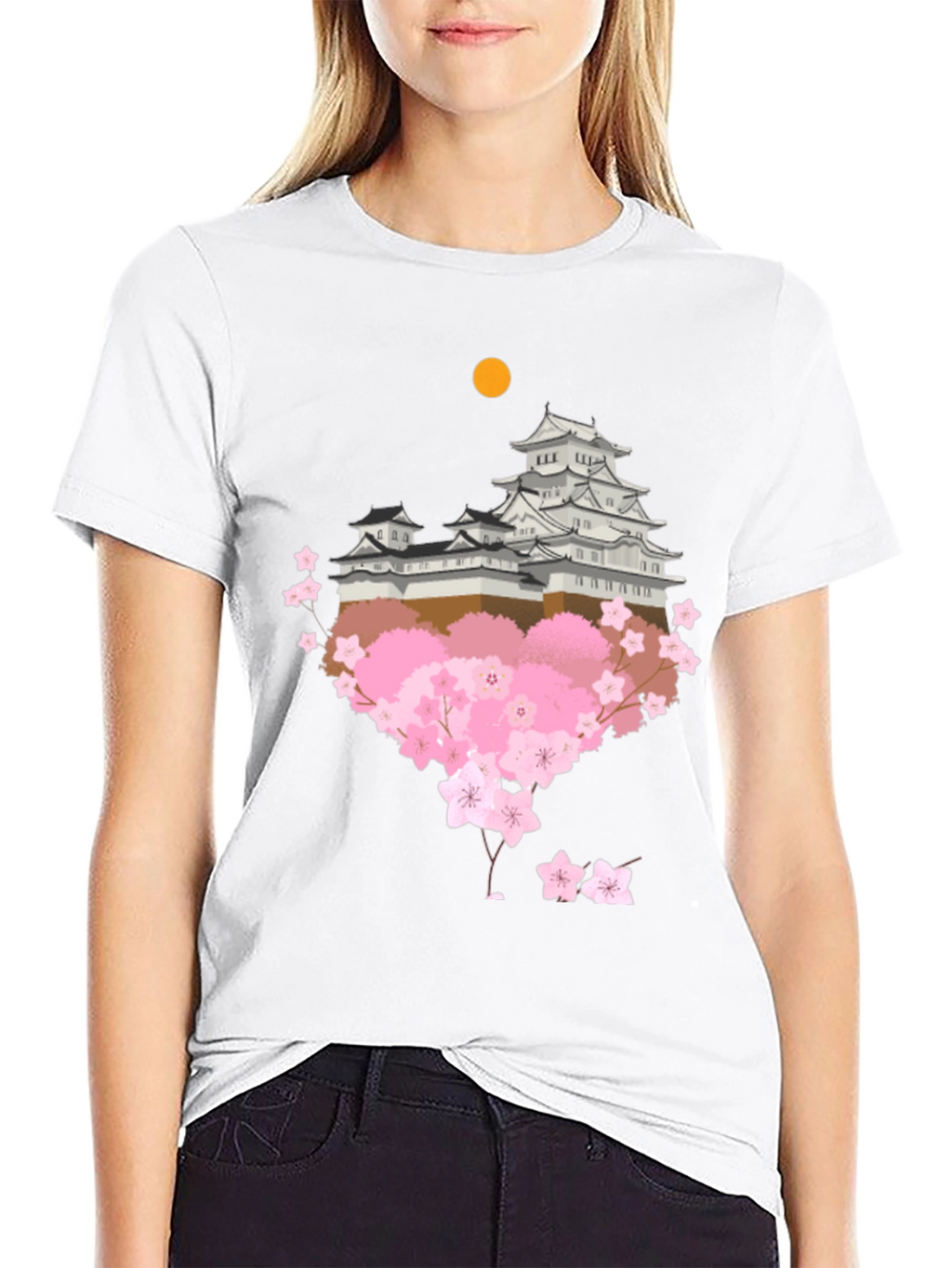 Japanese Castle & Cherry Blossom T-Shirt