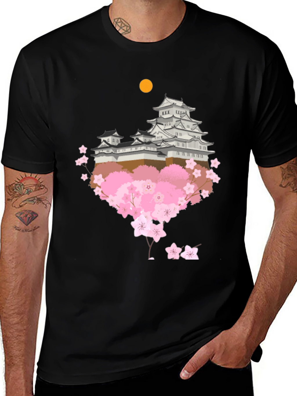 Japanese Castle & Cherry Blossom T-Shirt