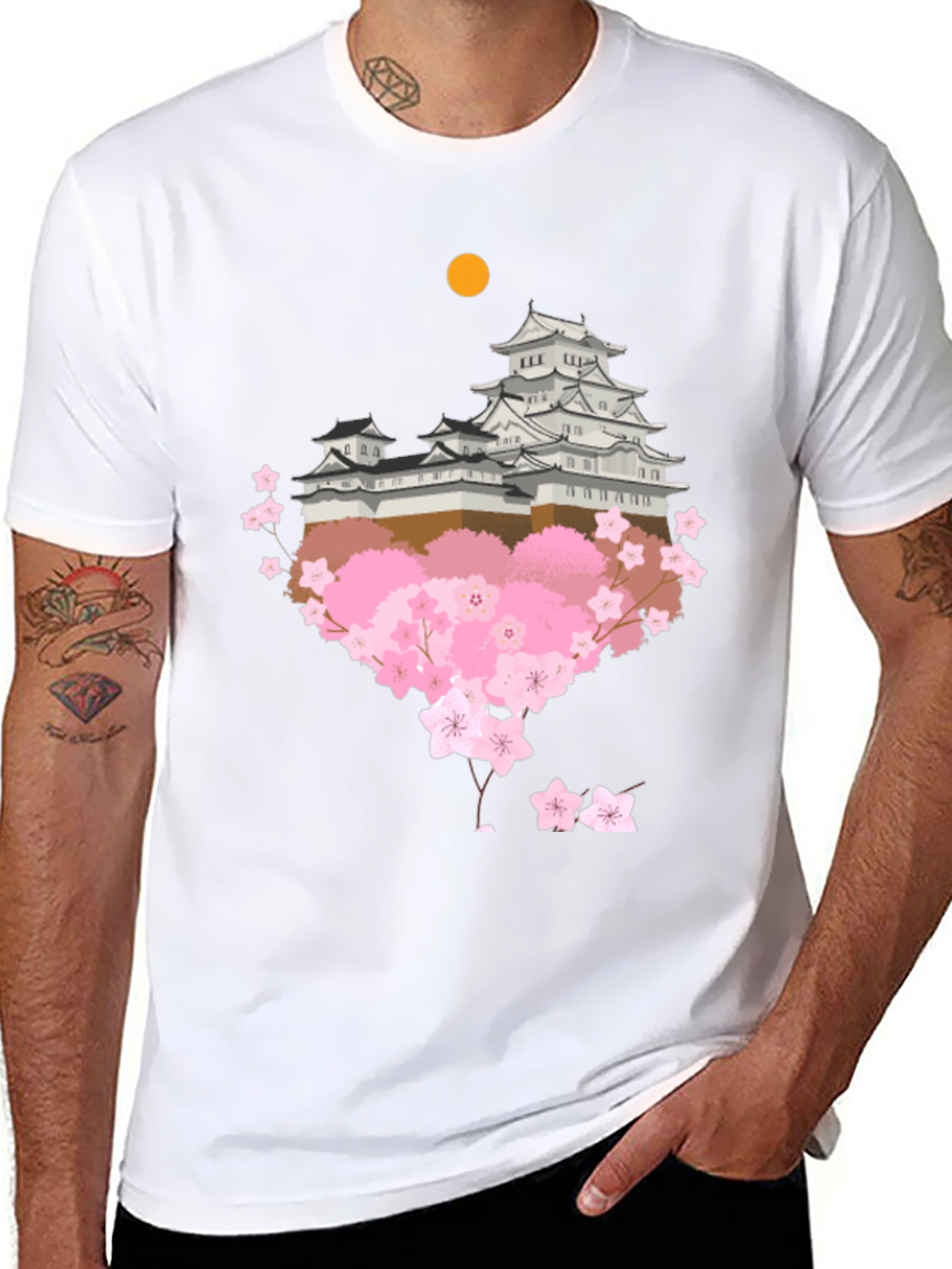 Japanese Castle & Cherry Blossom T-Shirt