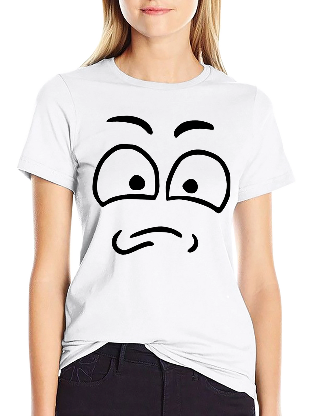 Sad Face Graphic Black T-Shirt