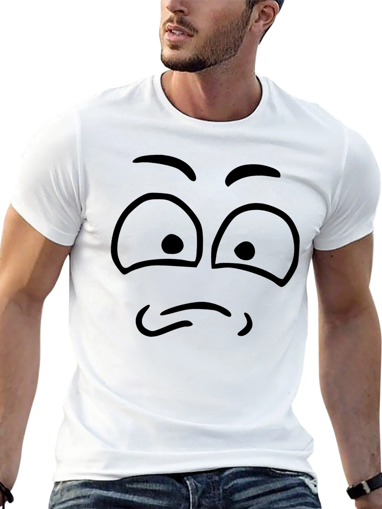 Sad Face Graphic Black T-Shirt