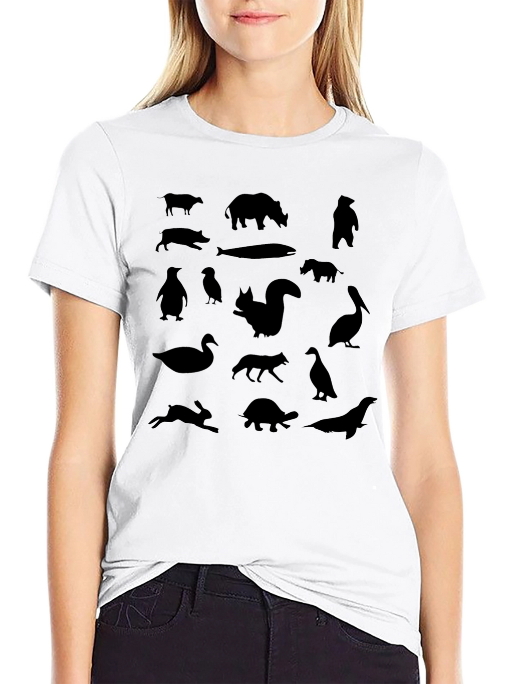 Animal Silhouettes Black T-Shirt
