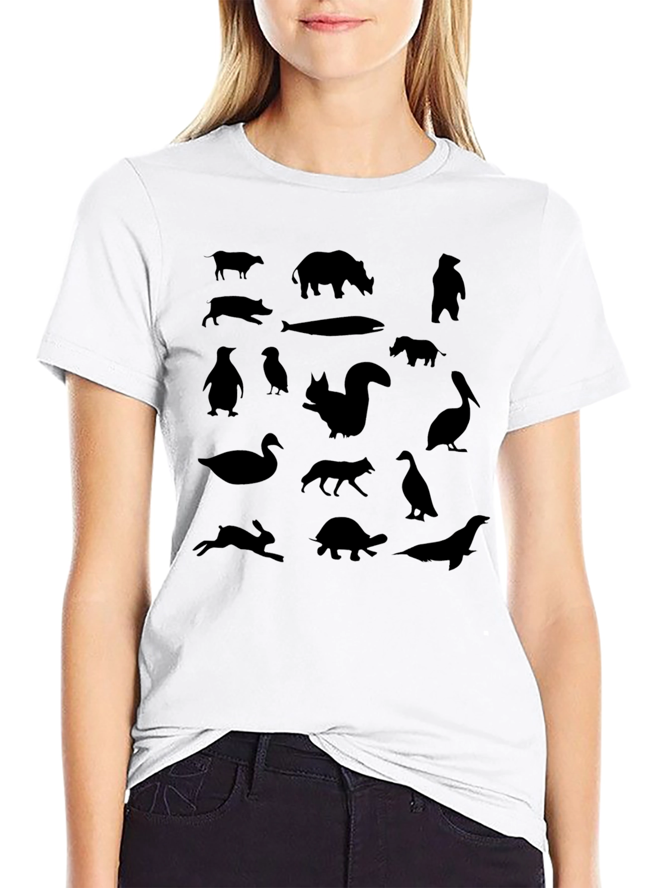Animal Silhouettes Black T-Shirt