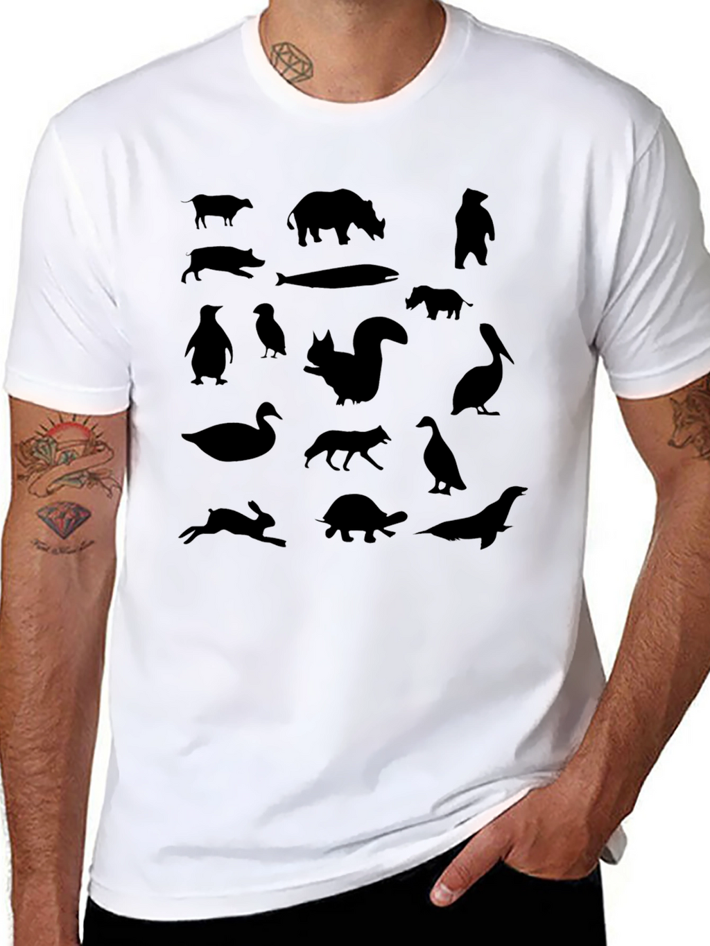 Animal Silhouettes Black T-Shirt