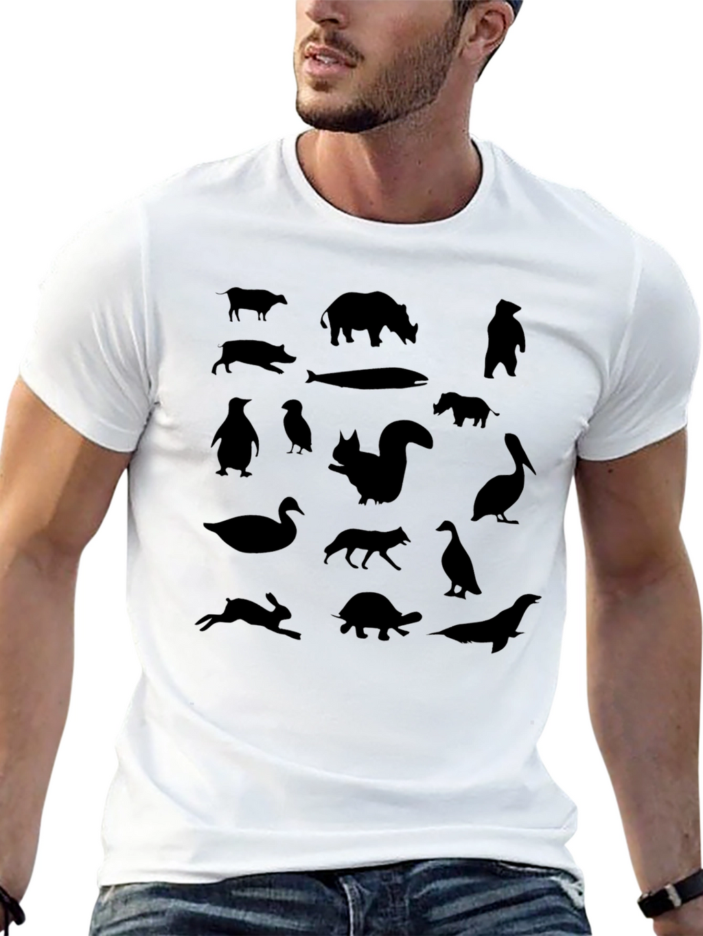 Animal Silhouettes Black T-Shirt