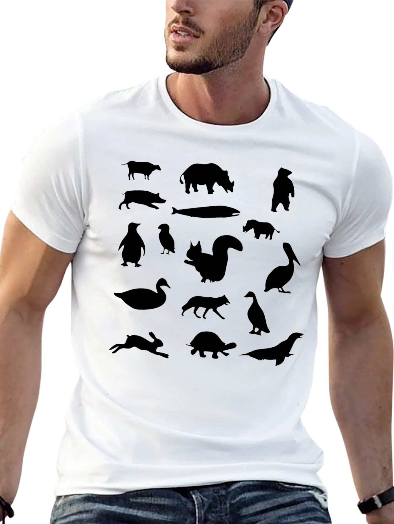 Animal Silhouettes Black T-Shirt