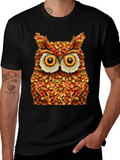 Autumn Owl Graphic T-Shirt - Nature Inspired Design