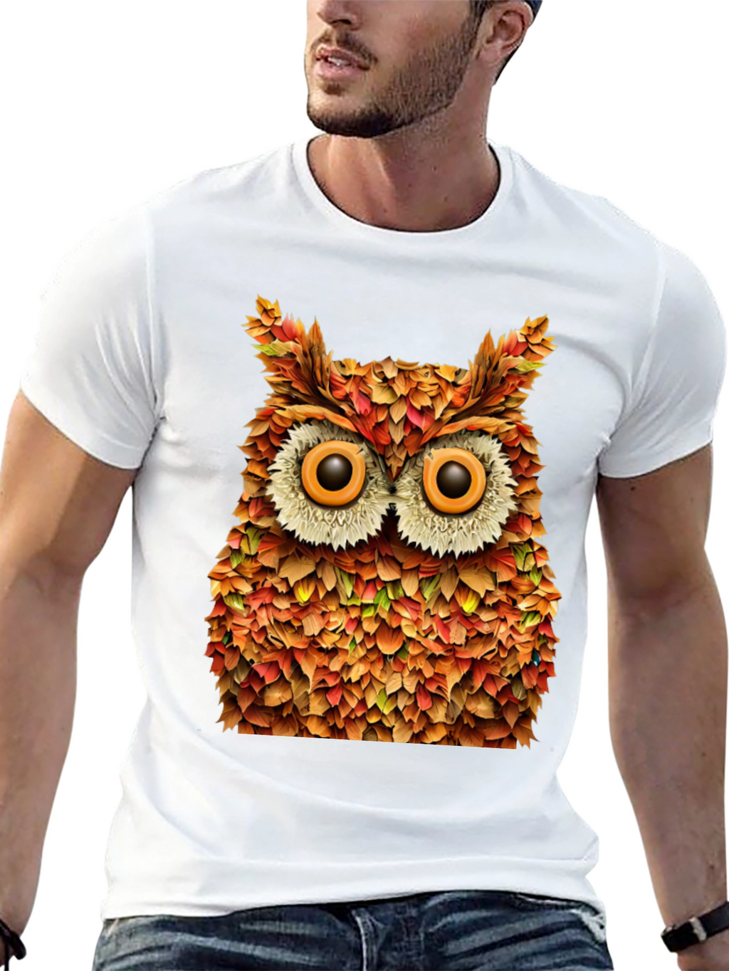 Autumn Owl Graphic T-Shirt - Nature Inspired Design