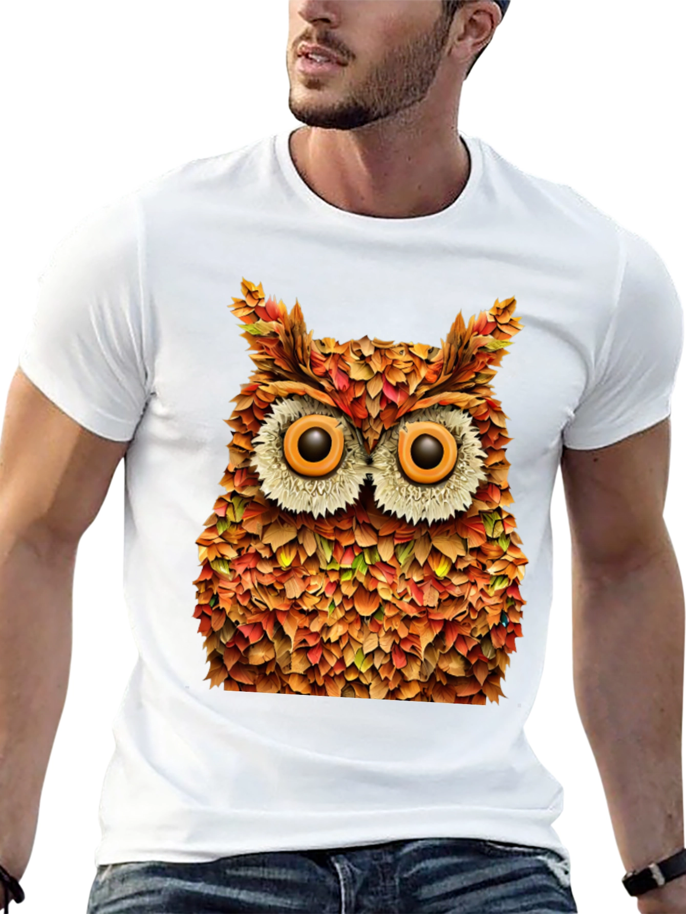 Autumn Owl Graphic T-Shirt - Nature Inspired Design