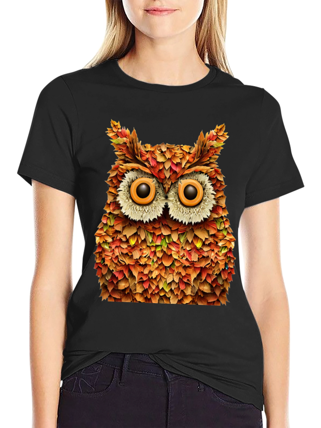 Autumn Owl Graphic T-Shirt - Nature Inspired Design