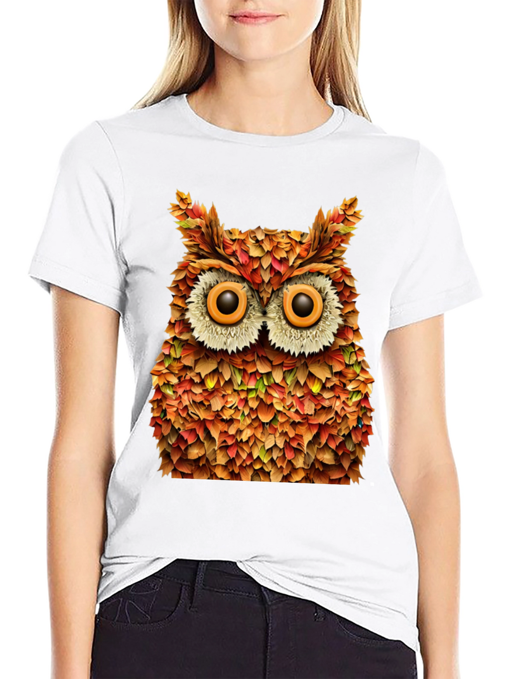 Autumn Owl Graphic T-Shirt - Nature Inspired Design