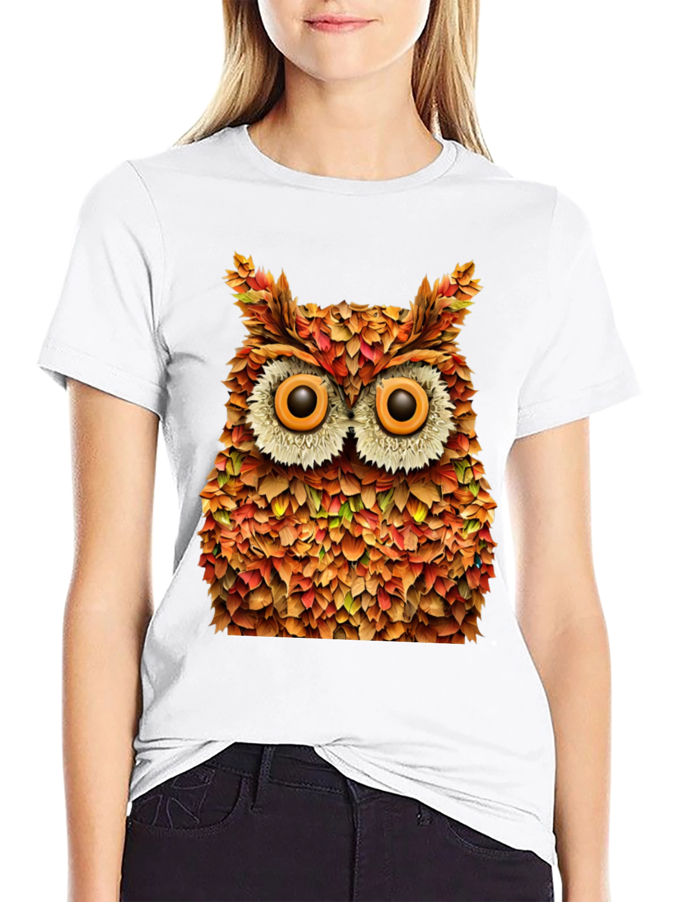 Autumn Owl Graphic T-Shirt - Nature Inspired Design