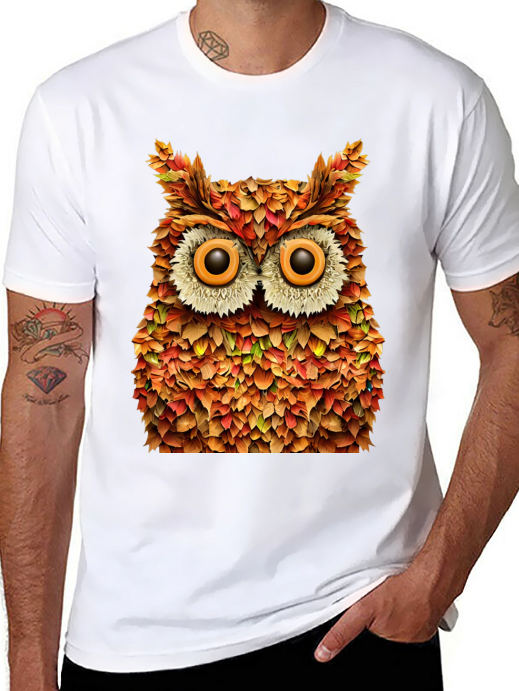 Autumn Owl Graphic T-Shirt - Nature Inspired Design