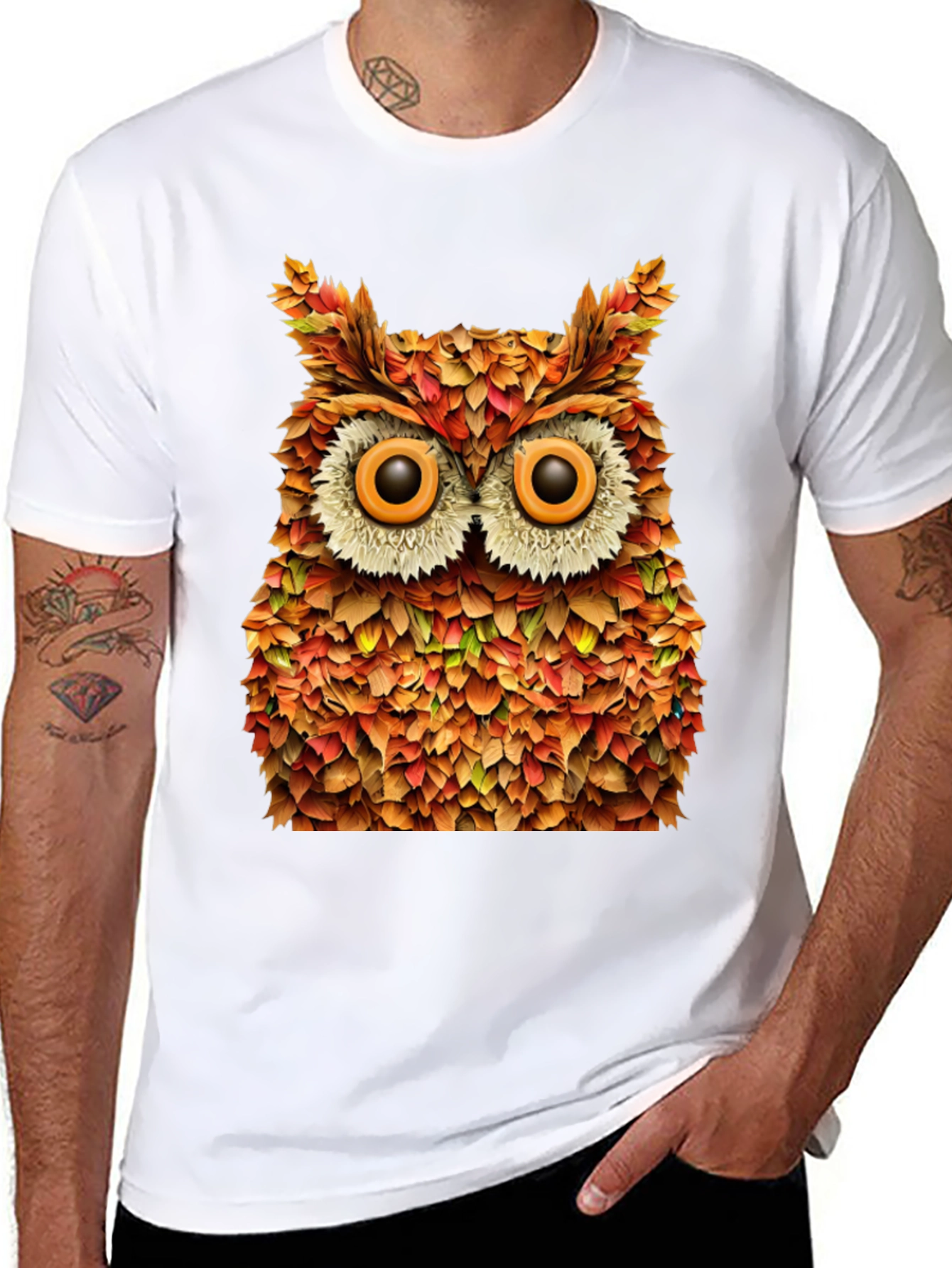 Autumn Owl Graphic T-Shirt - Nature Inspired Design