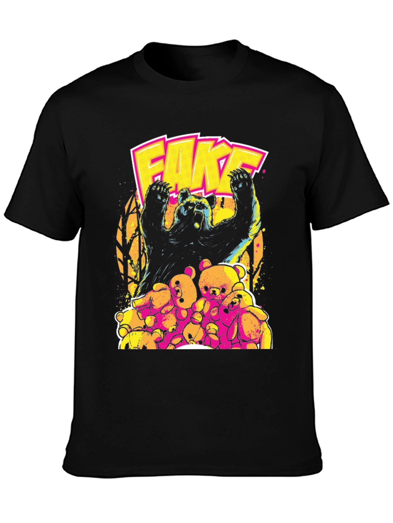 Fake Bear Graphic Print Crew Neck T-Shirt