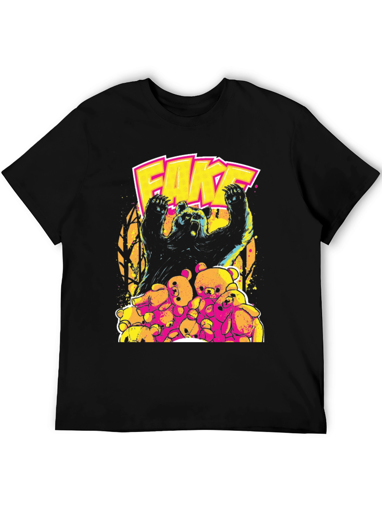 Fake Bear Graphic Print Crew Neck T-Shirt