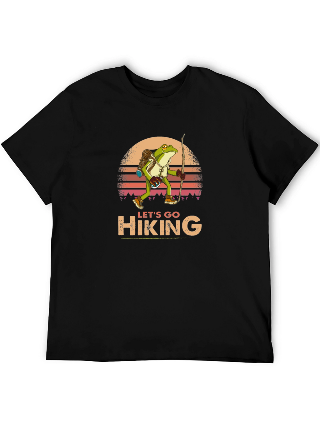 Lets Go Hiking Frog Graphic T-Shirt