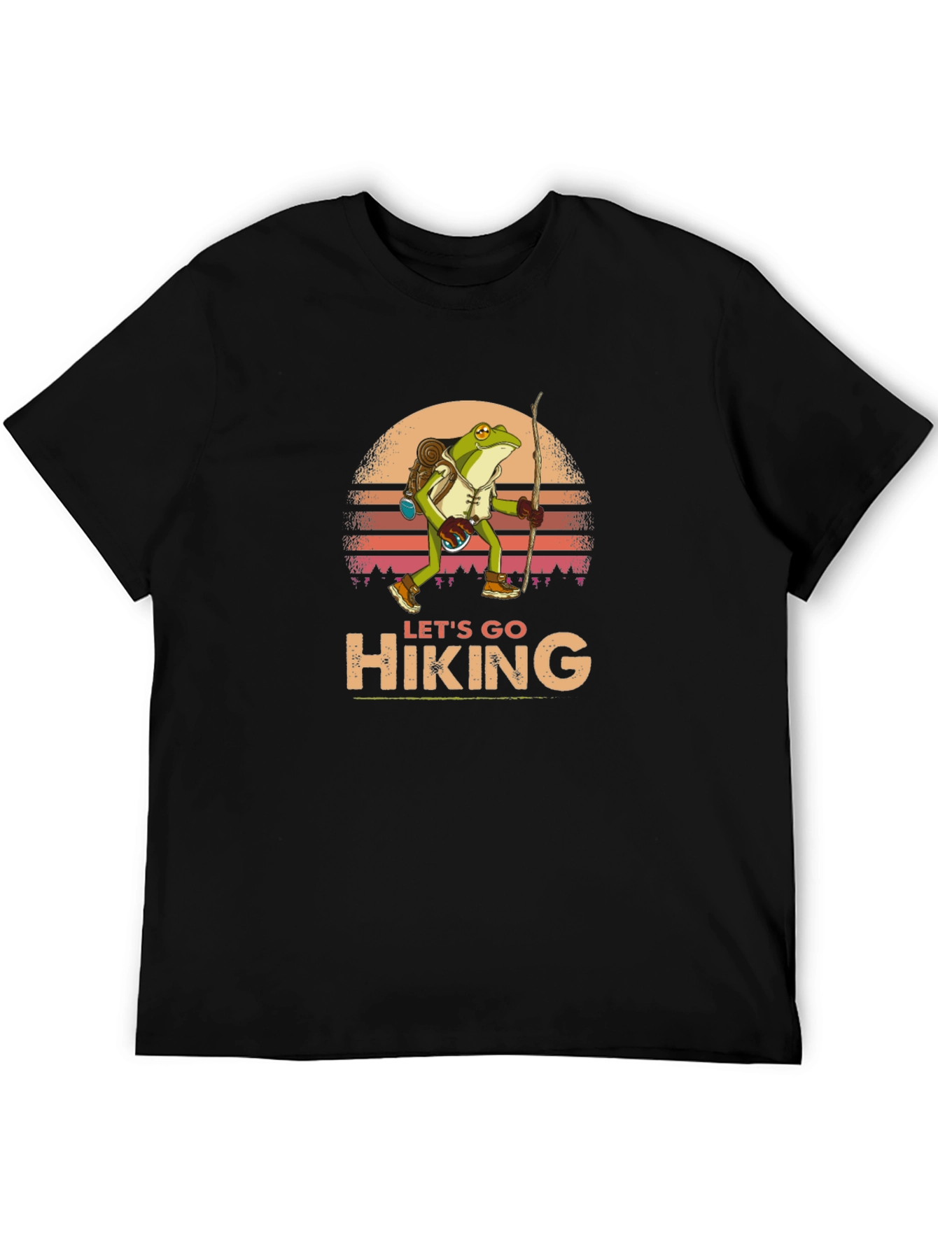 Lets Go Hiking Frog Graphic T-Shirt
