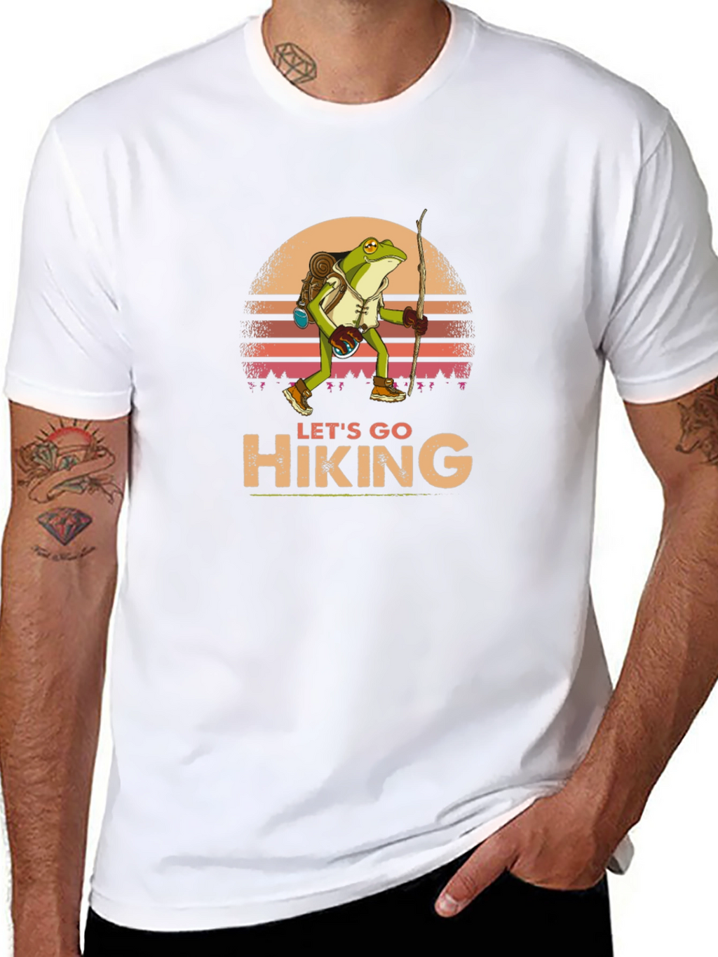 Lets Go Hiking Frog Graphic T-Shirt