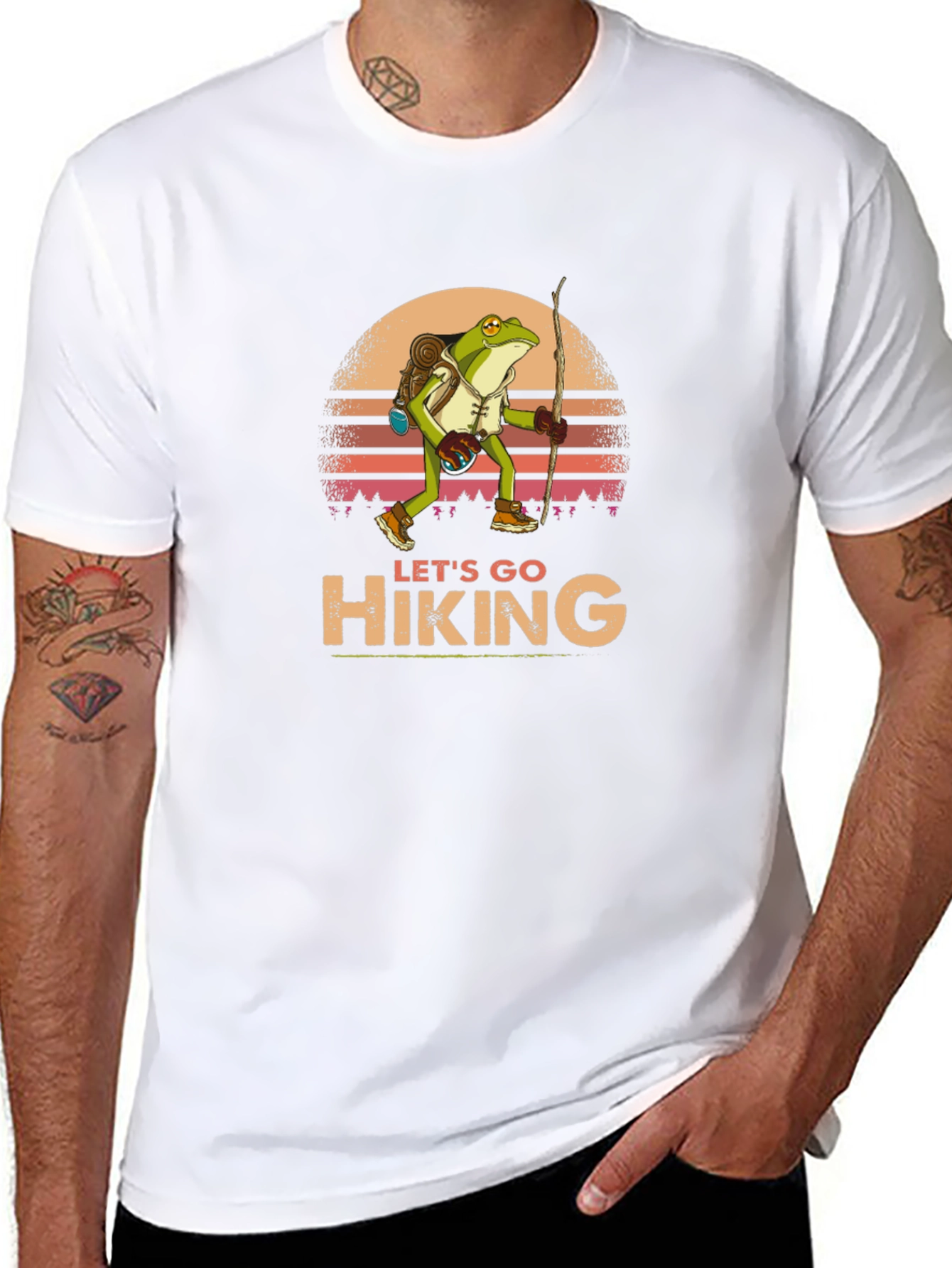 Lets Go Hiking Frog Graphic T-Shirt
