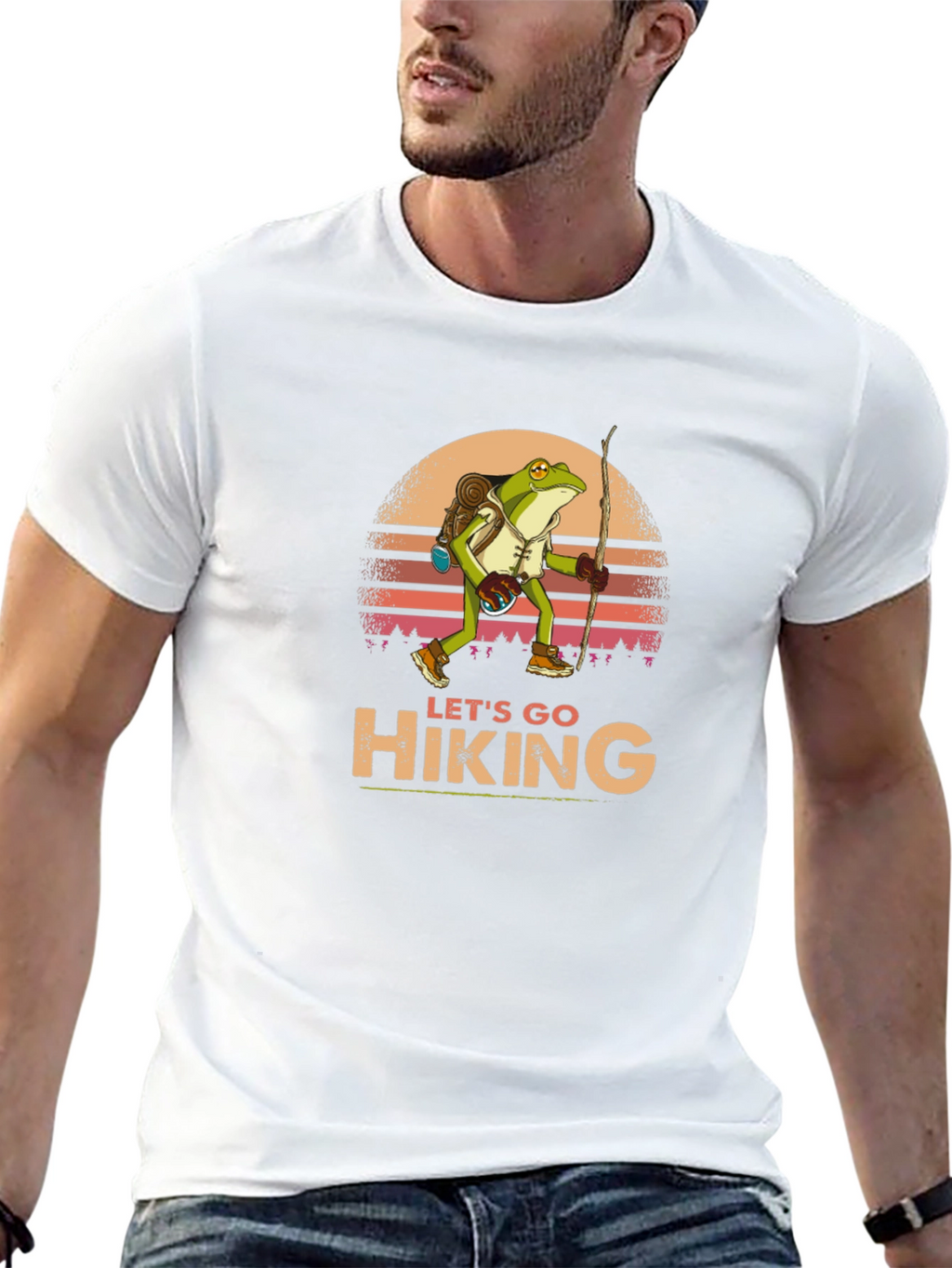 Lets Go Hiking Frog Graphic T-Shirt