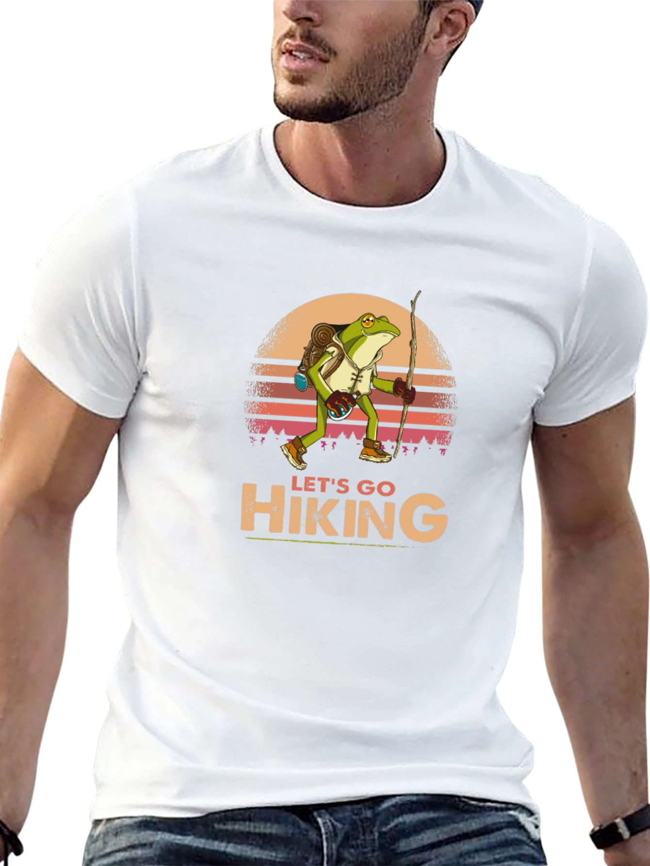 Lets Go Hiking Frog Graphic T-Shirt