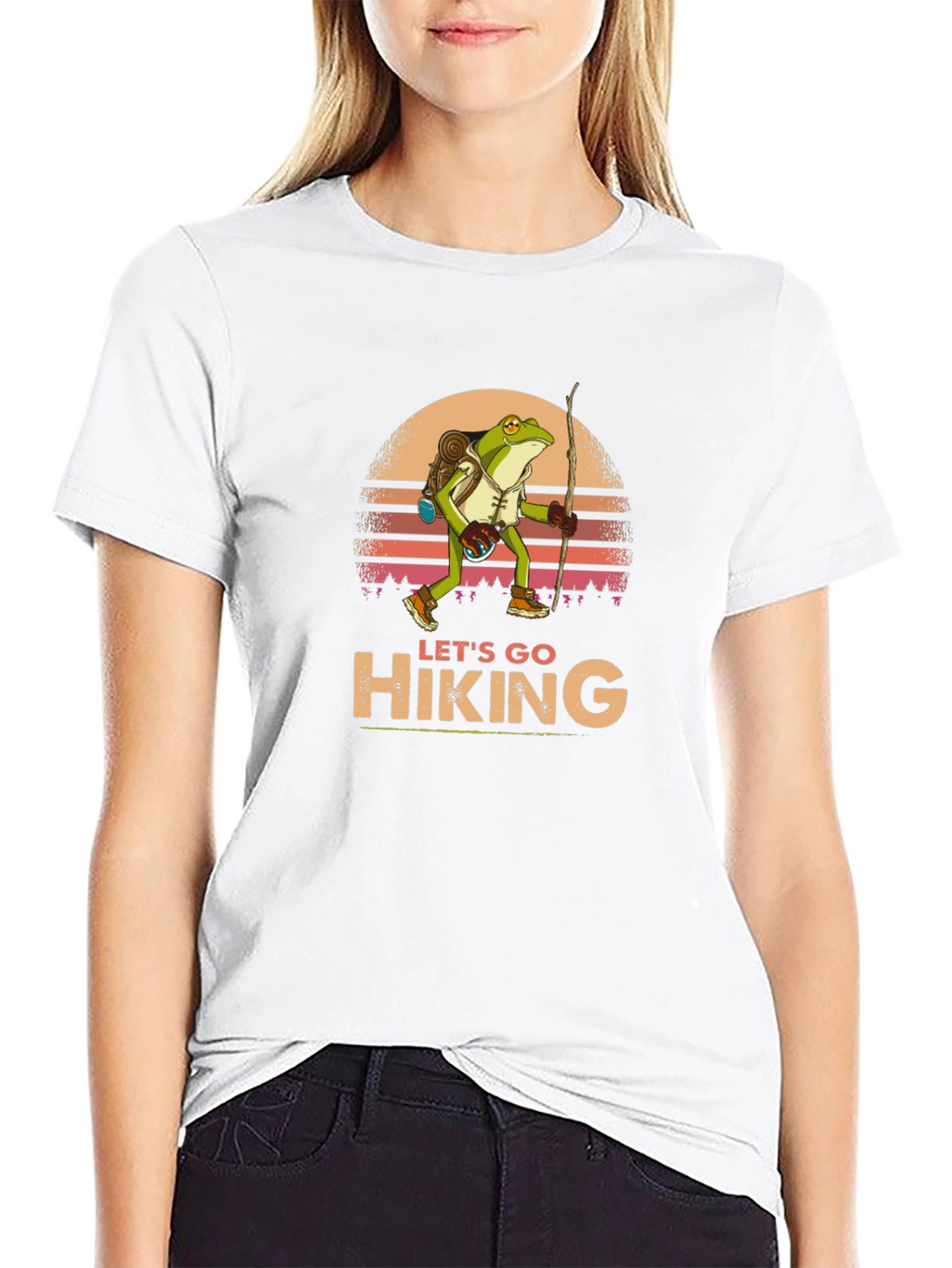Lets Go Hiking Frog Graphic T-Shirt