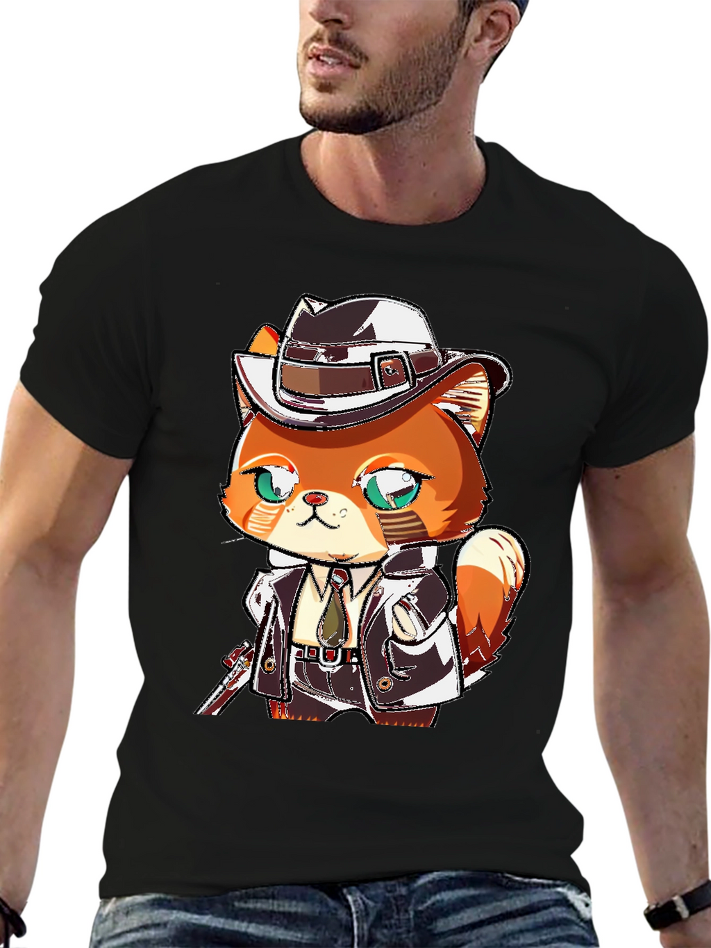 Cartoon Cat Gangster Graphic Tee