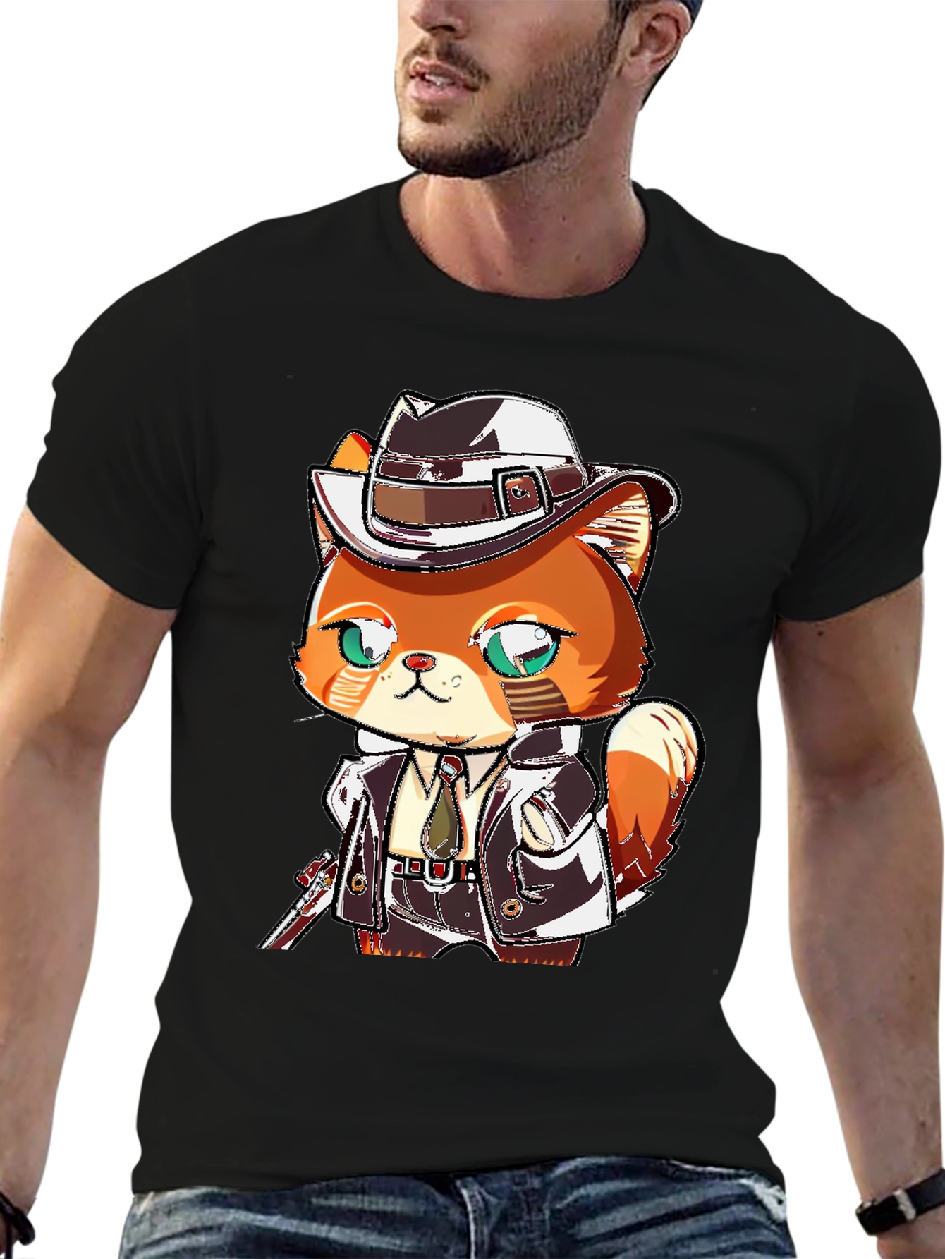 Cartoon Cat Gangster Graphic Tee