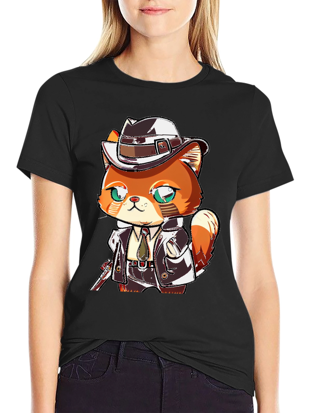 Cartoon Cat Gangster Graphic Tee