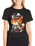 Cartoon Cat Gangster Graphic Tee