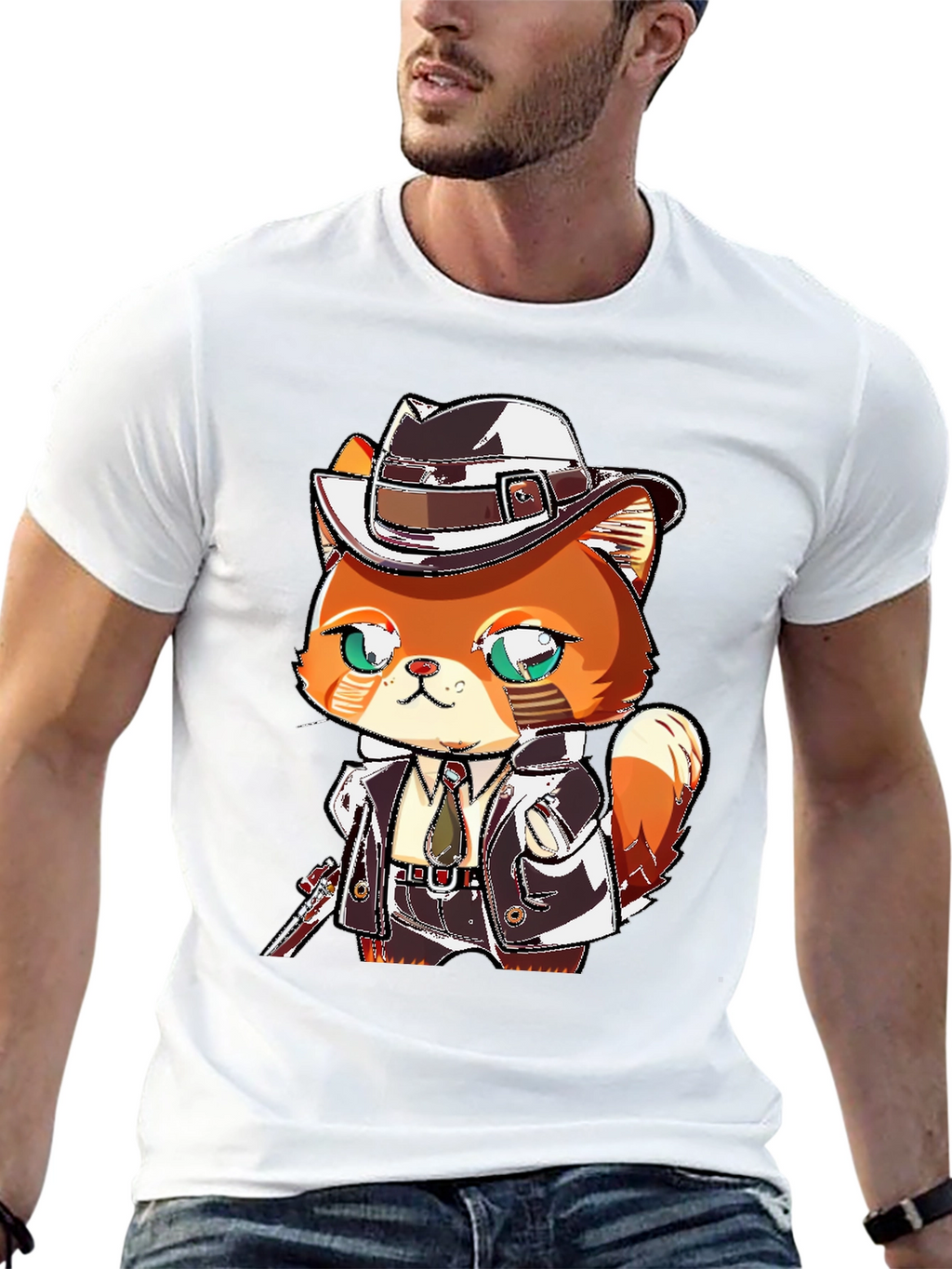 Cartoon Cat Gangster Graphic Tee