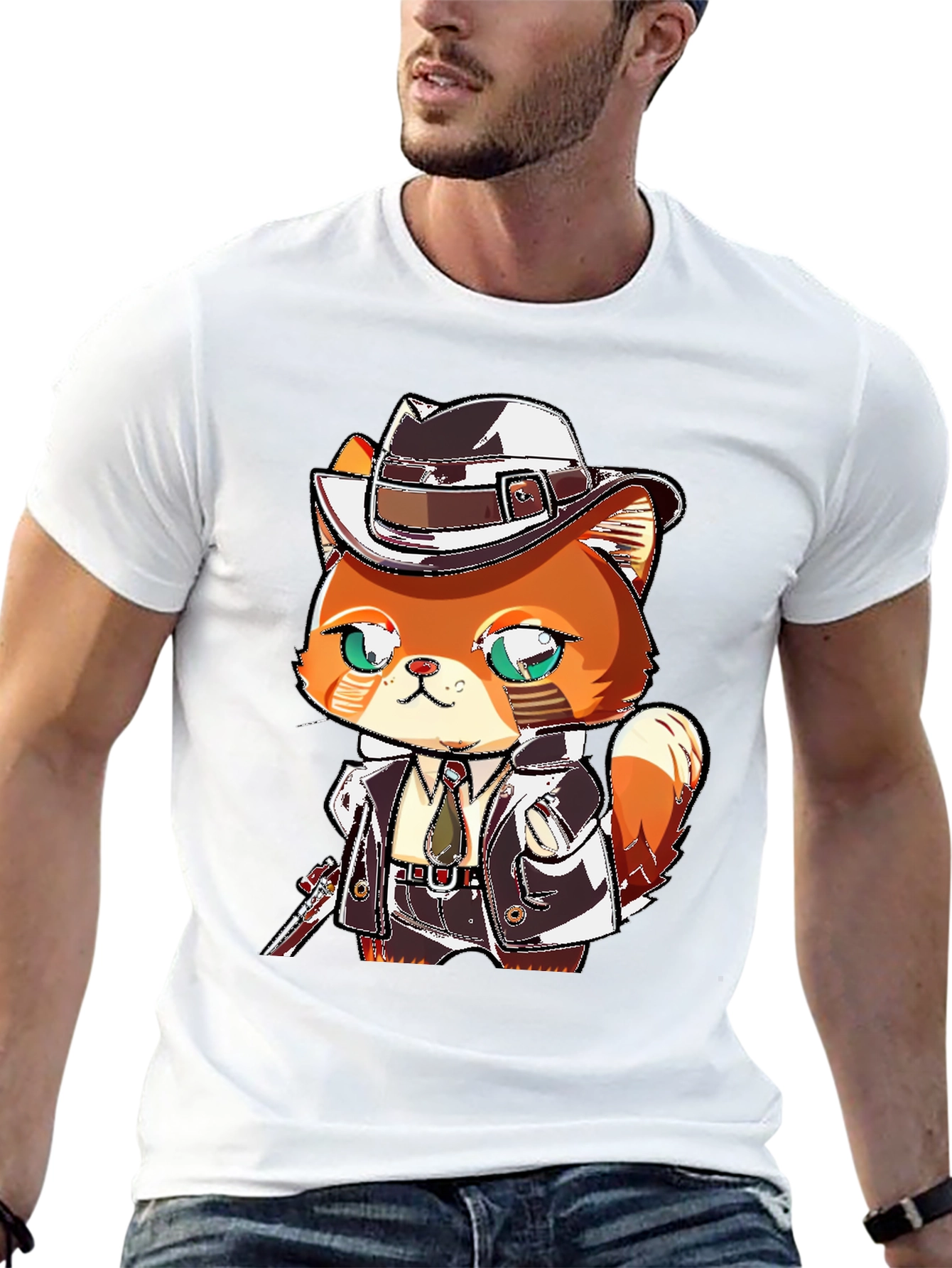 Cartoon Cat Gangster Graphic Tee