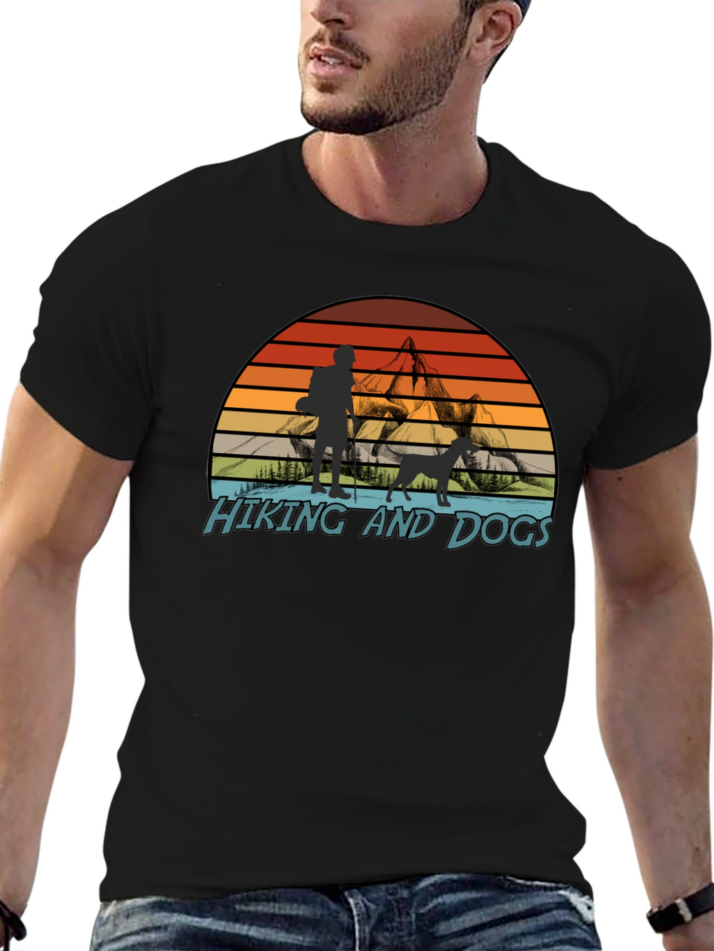 Hiking and Dogs Graphic T-Shirt