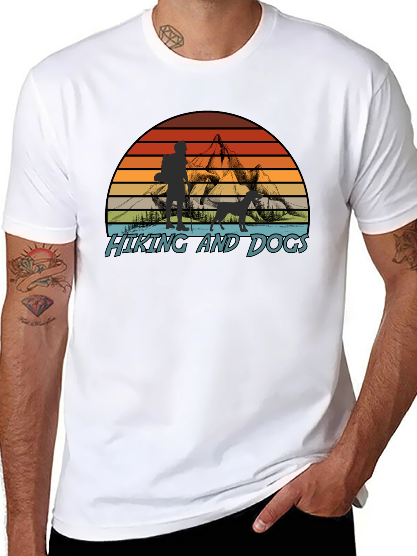 Hiking and Dogs Graphic T-Shirt